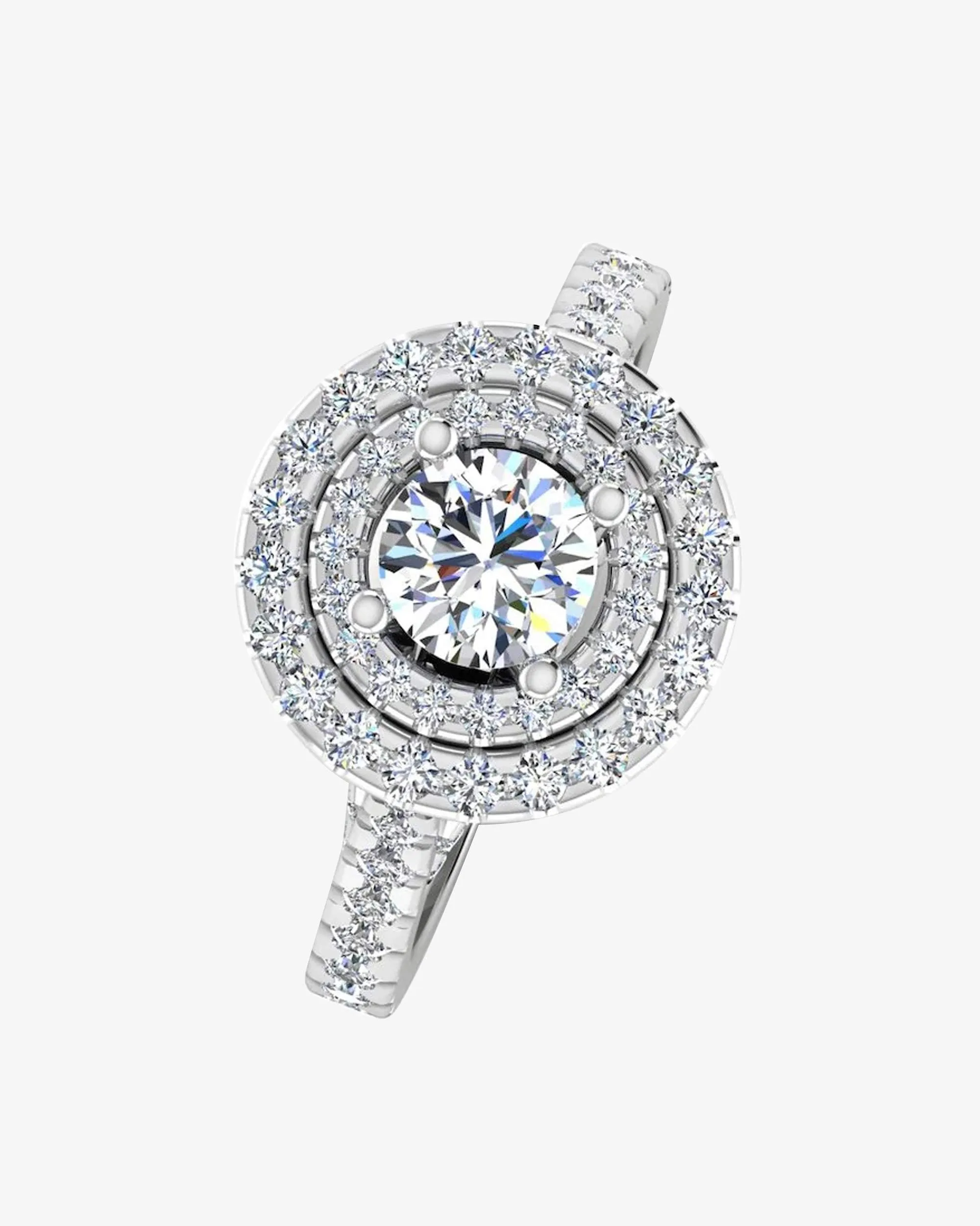 Hidden Halo Cathedral Brilliant Cut Moissanite Engagement Ring - in 14k gold (view 4 of 8)
