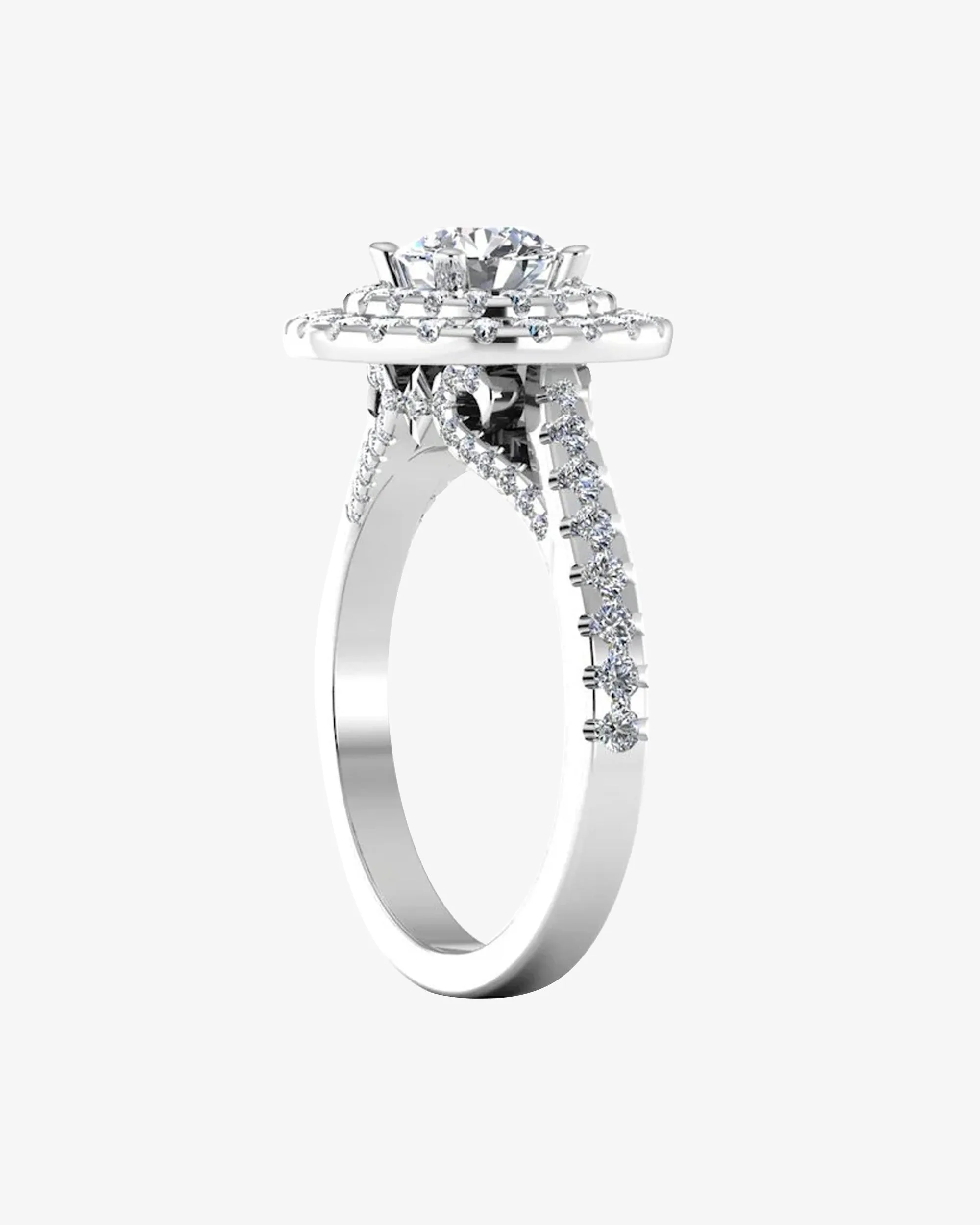 Hidden Halo Cathedral Brilliant Cut Moissanite Engagement Ring - in 14k gold (view 5 of 8)
