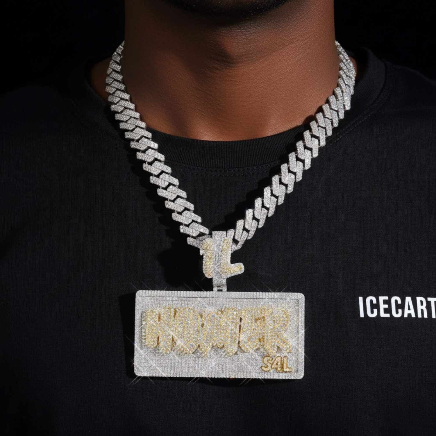 "HOMER" Custom Moissanite Name Pendant 14K Gold (view 2 of 4)