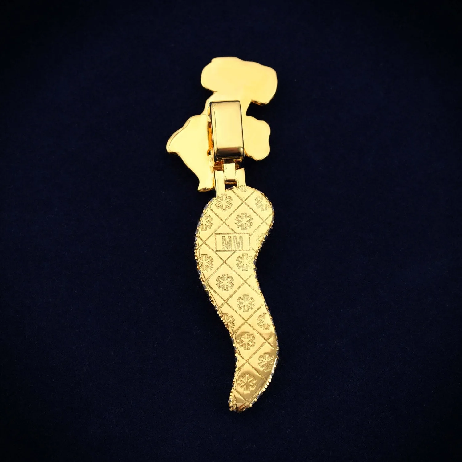 "Horn of Chaos" Custom Moissanite Logo Pendant 14K Gold (view 3 of 4)