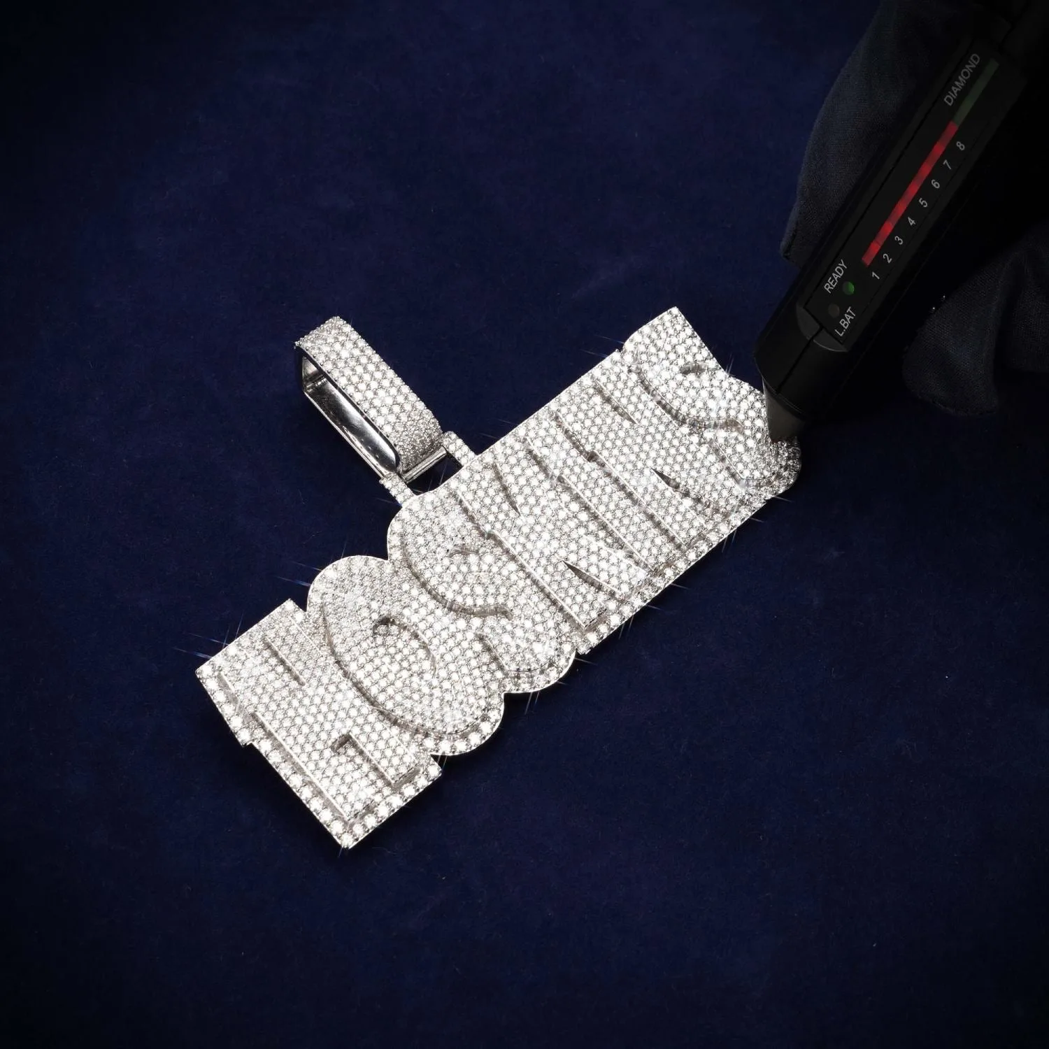 "HOSKINS" Custom Moissanite Name Pendant 14K Gold (view 2 of 2)