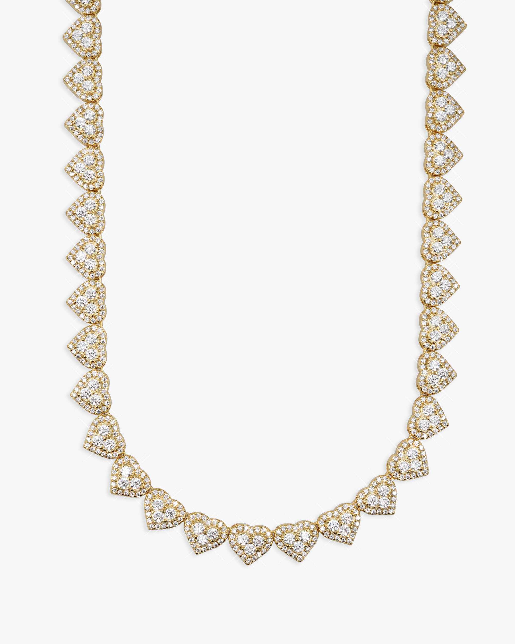 8.5MM Iced Out VVS Cluster Heart Chain 14K Gold (view 8 of 20)