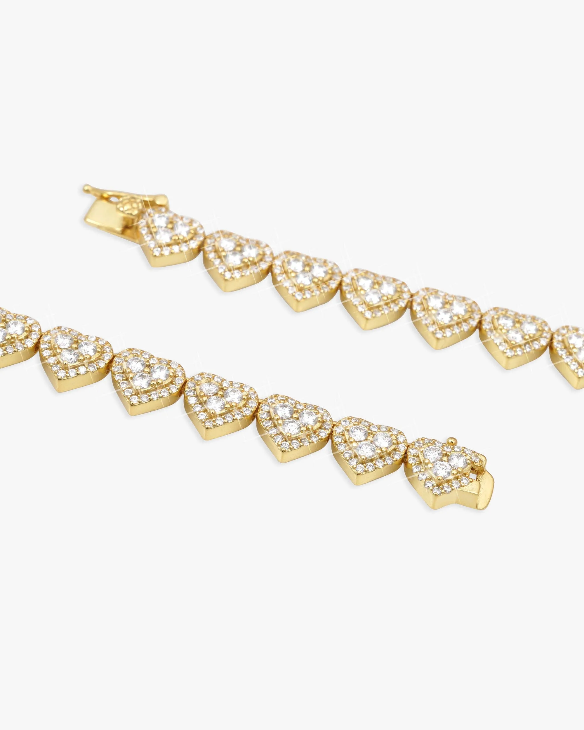 8.5MM Iced Out VVS Cluster Heart Chain 14K Gold (view 12 of 20)