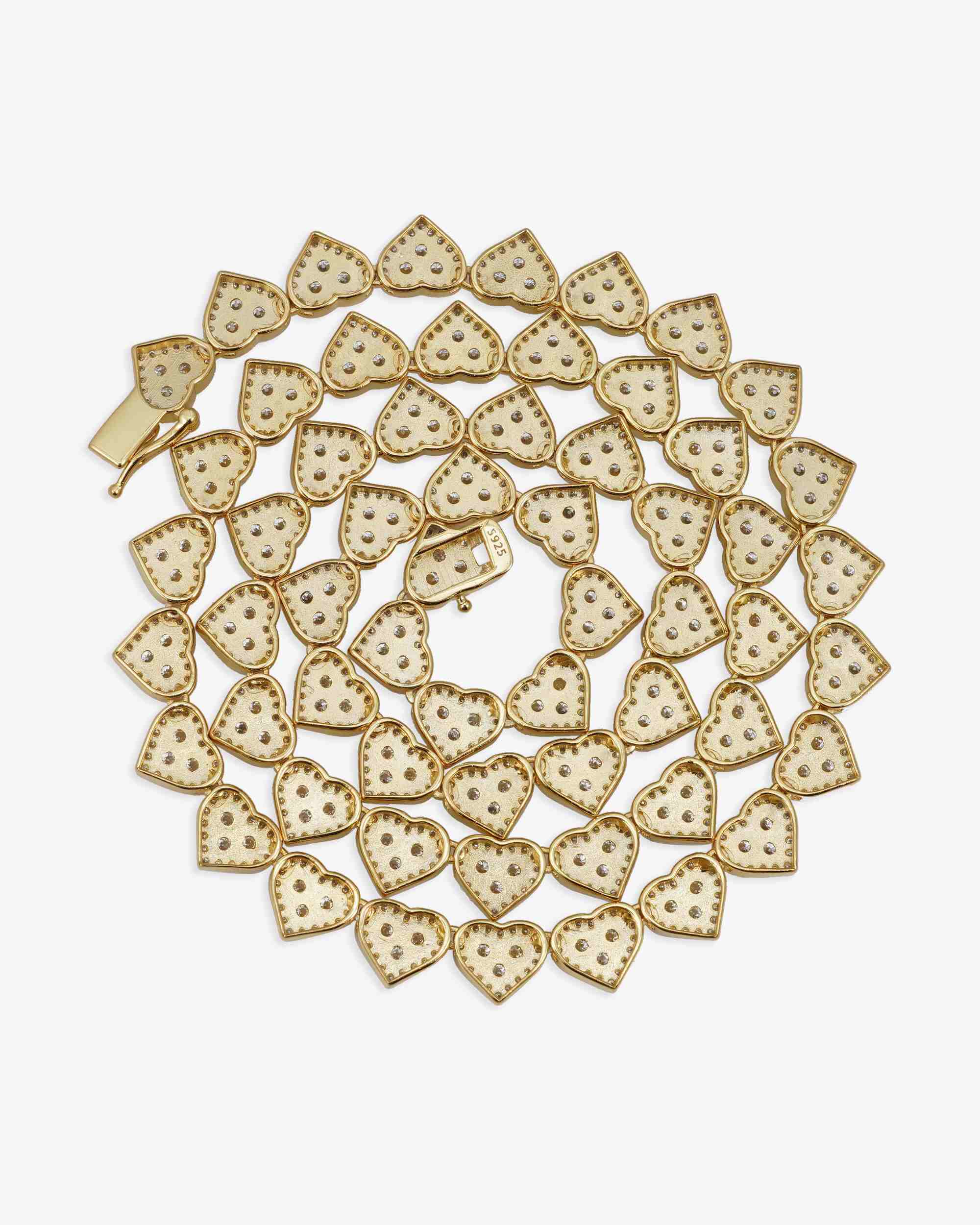 8.5MM Iced Out VVS Cluster Heart Chain 14K Gold (view 14 of 20)