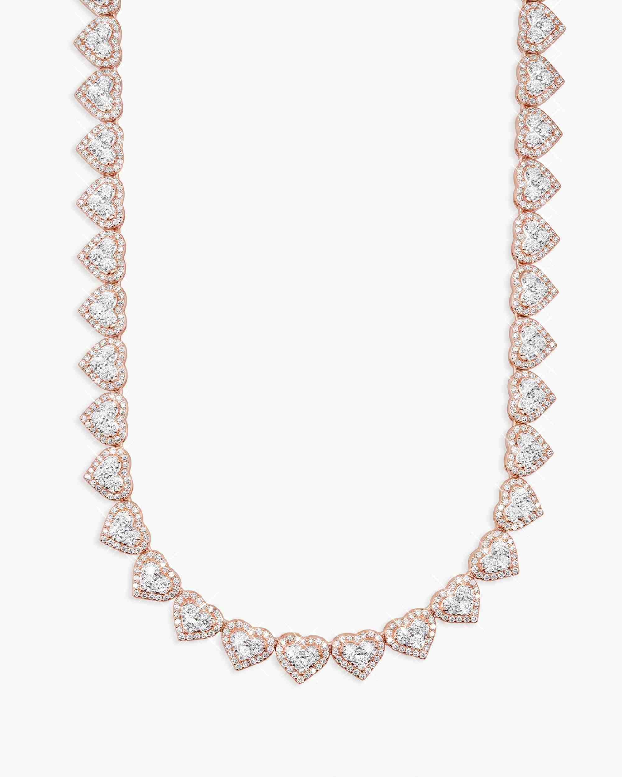 8.5MM Iced Out VVS Cluster Heart Chain 14K Gold (view 15 of 20)