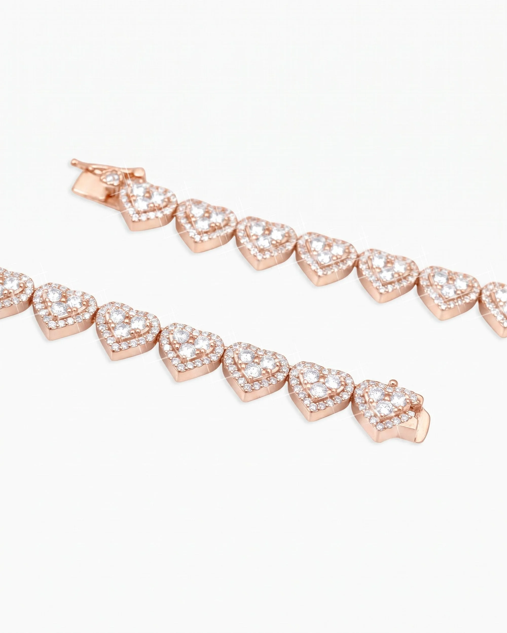 8.5MM Iced Out VVS Cluster Heart Chain 14K Gold (view 18 of 20)