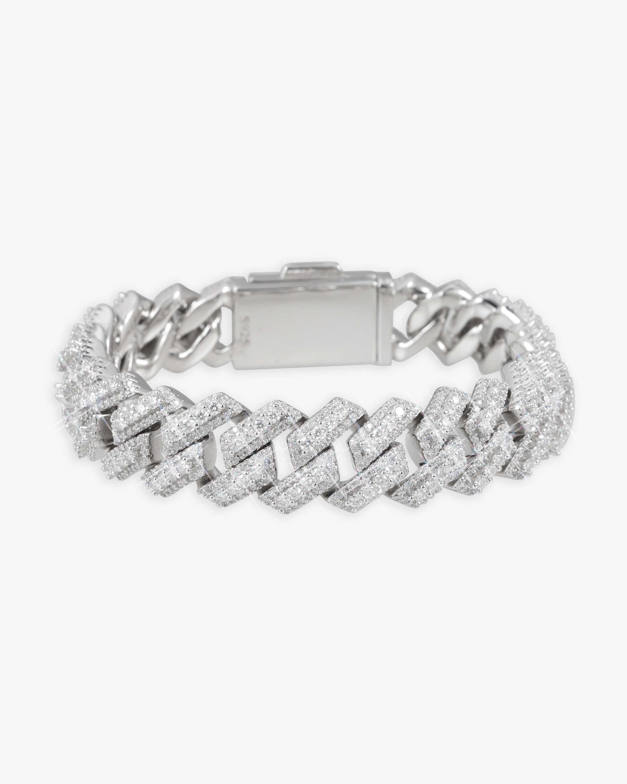 15MM Moissanite Clustered Cuban Link Bracelet 14K Gold
