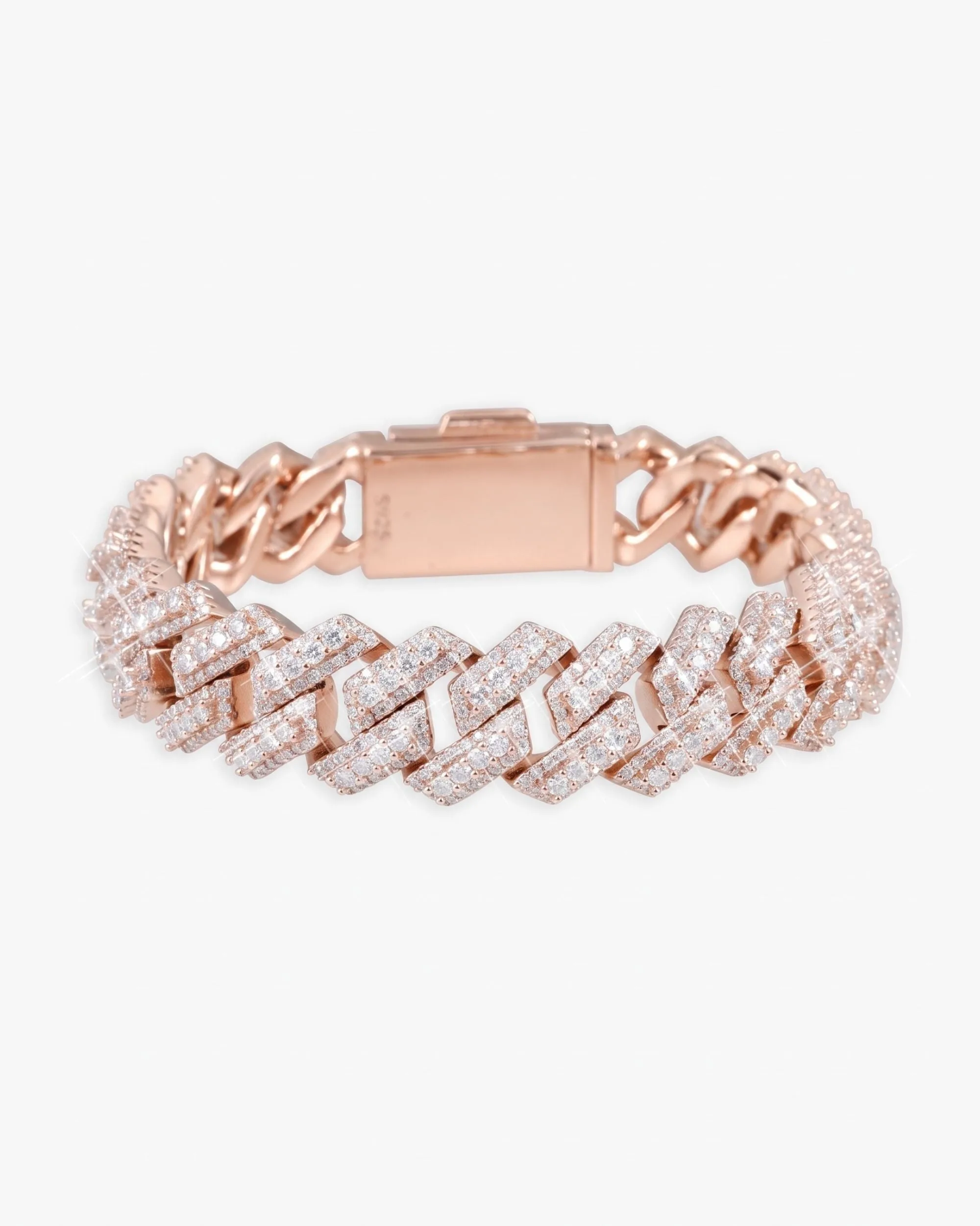 15MM Moissanite Clustered Cuban Link Bracelet 14K Gold (view 11 of 15)