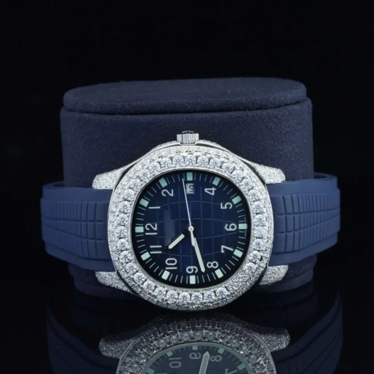 Iced Out Lab Diamond Watch Blue Color Belt Automatic Watch For Men (view 2 of 5)