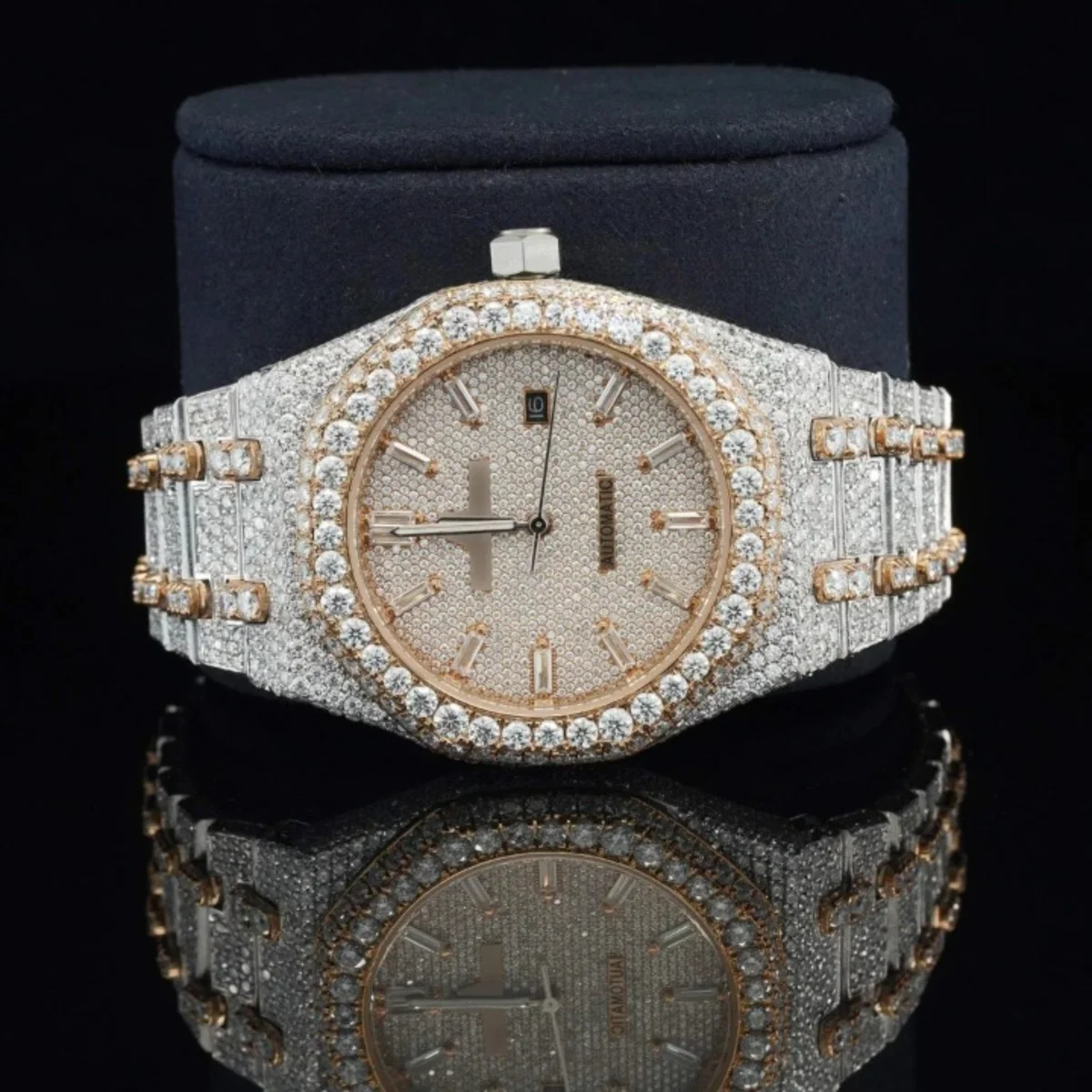 Iced Out Moissanite Diamond Automatic And Wrist Watch For Men
