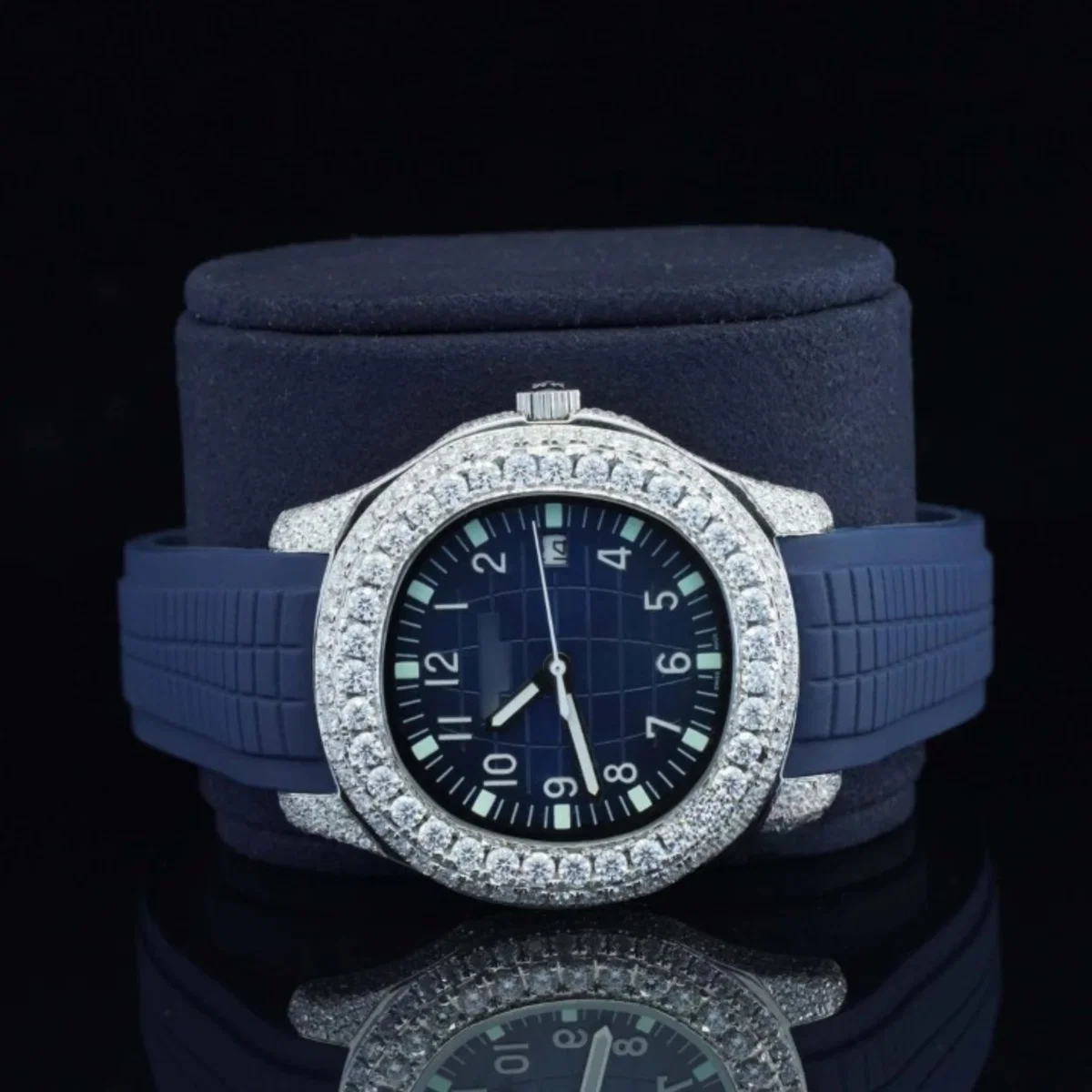 Iced Out Moissanite Watch Blue Color Belt Automatic Watch For Men (view 2 of 5)