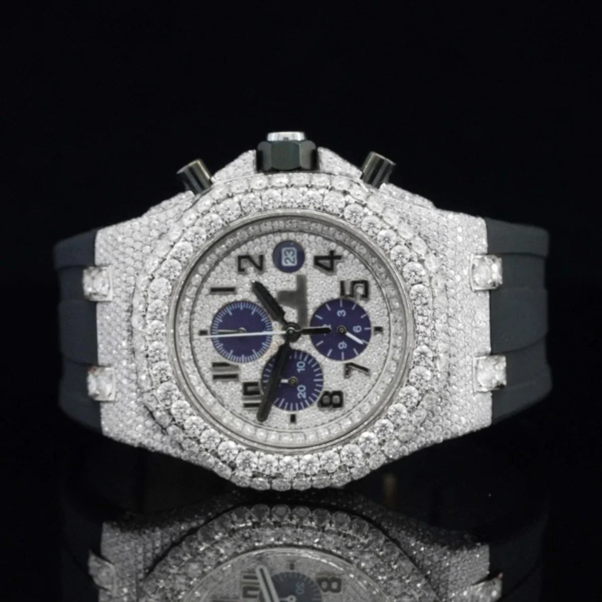Luxury Moissanite Iced Out Watch For Men Automatic Rubber Belt (view 2 of 7)
