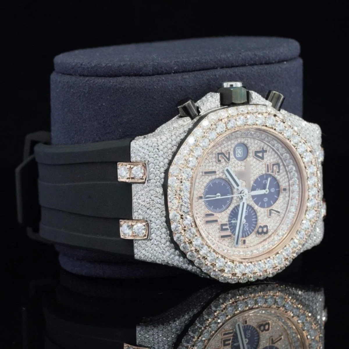 Luxury Moissanite Iced Out Watch For Men Automatic Rubber Belt (view 5 of 7)