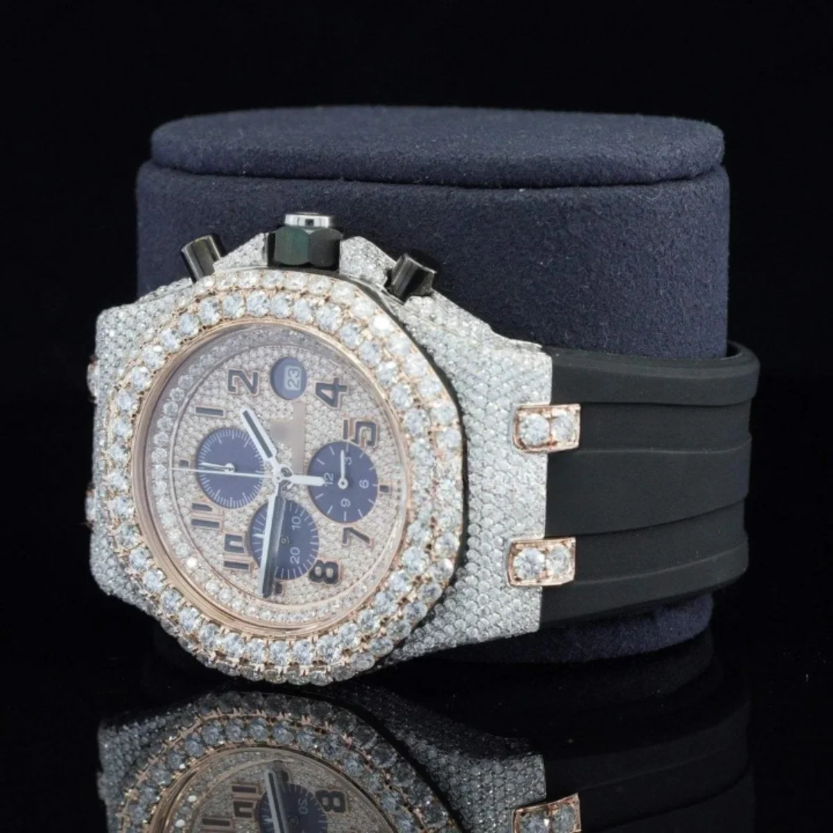 Luxury Moissanite Iced Out Watch For Men Automatic Rubber Belt (view 6 of 7)