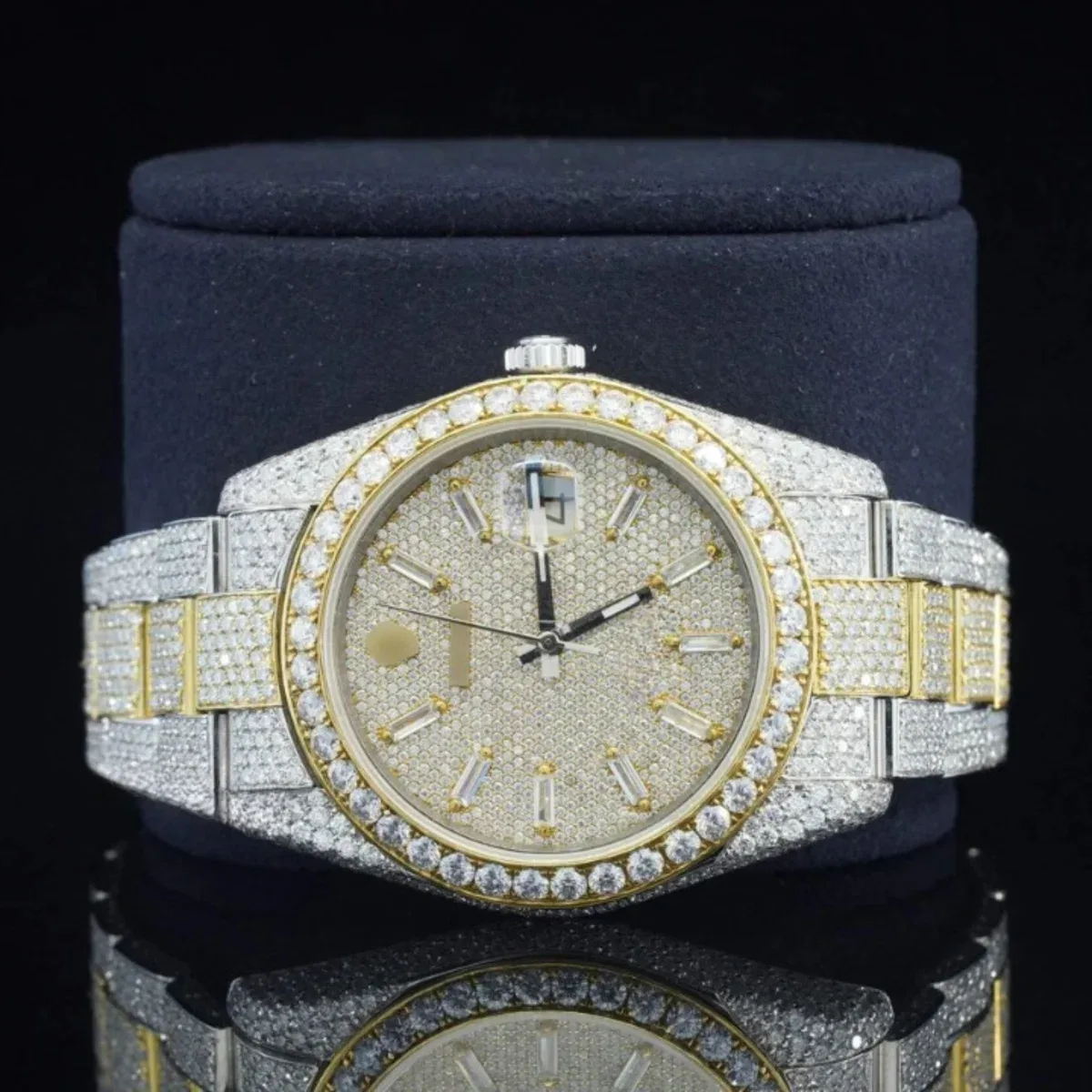 Iced Out Moissanite Watch Diamond Embellished Analog Fully Automatic (view 4 of 7)