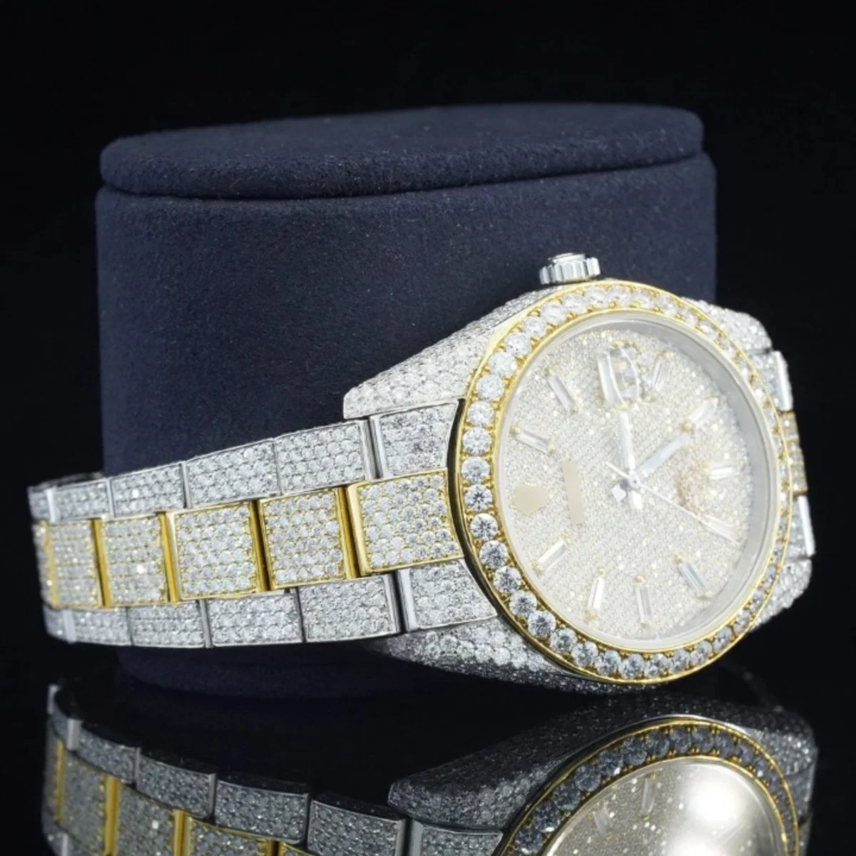 Iced Out Moissanite Watch Diamond Embellished Analog Fully Automatic (view 5 of 7)