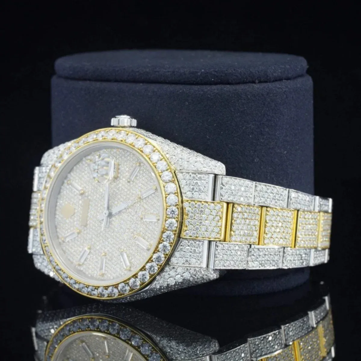 Iced Out Moissanite Watch Diamond Embellished Analog Fully Automatic (view 6 of 7)