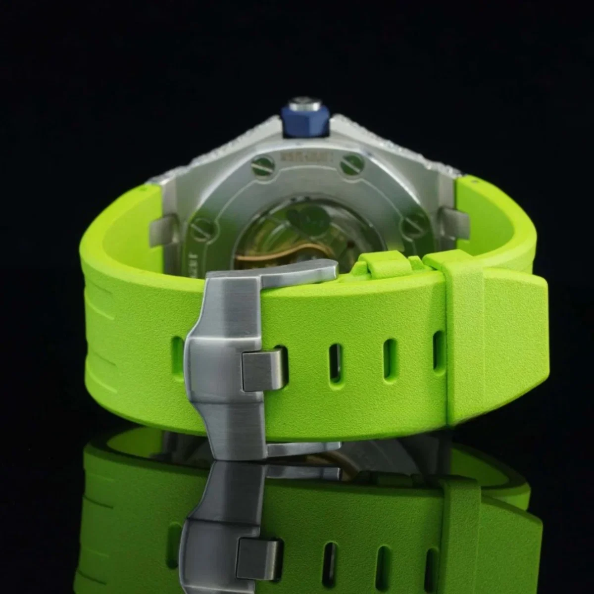 Iced Out Moissanite Watch And Green Color Belt Automatic Watch For Men (view 4 of 4)