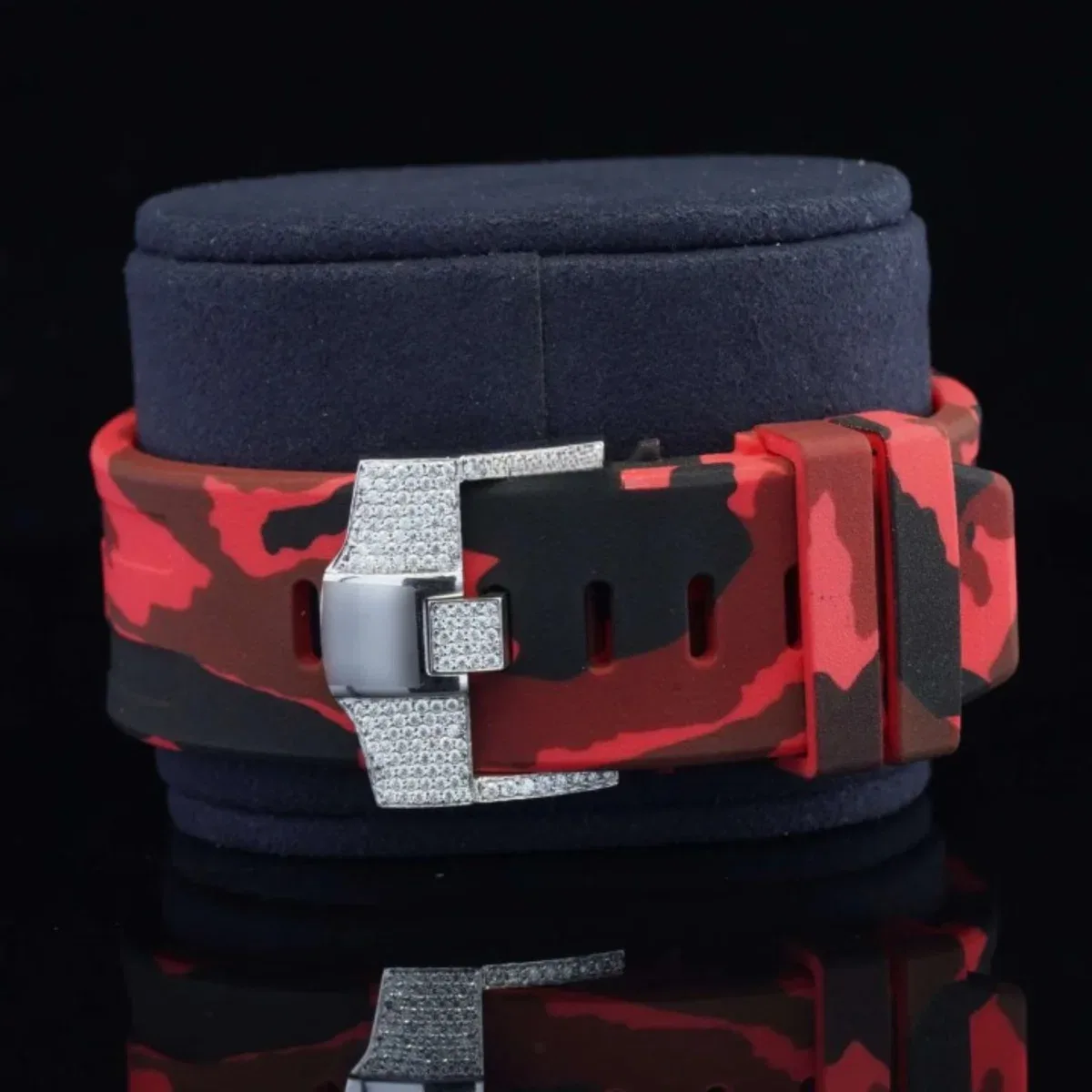 Iced Out Red Belt Chronograph Automatic Wrist Moissanite Watch (view 5 of 5)