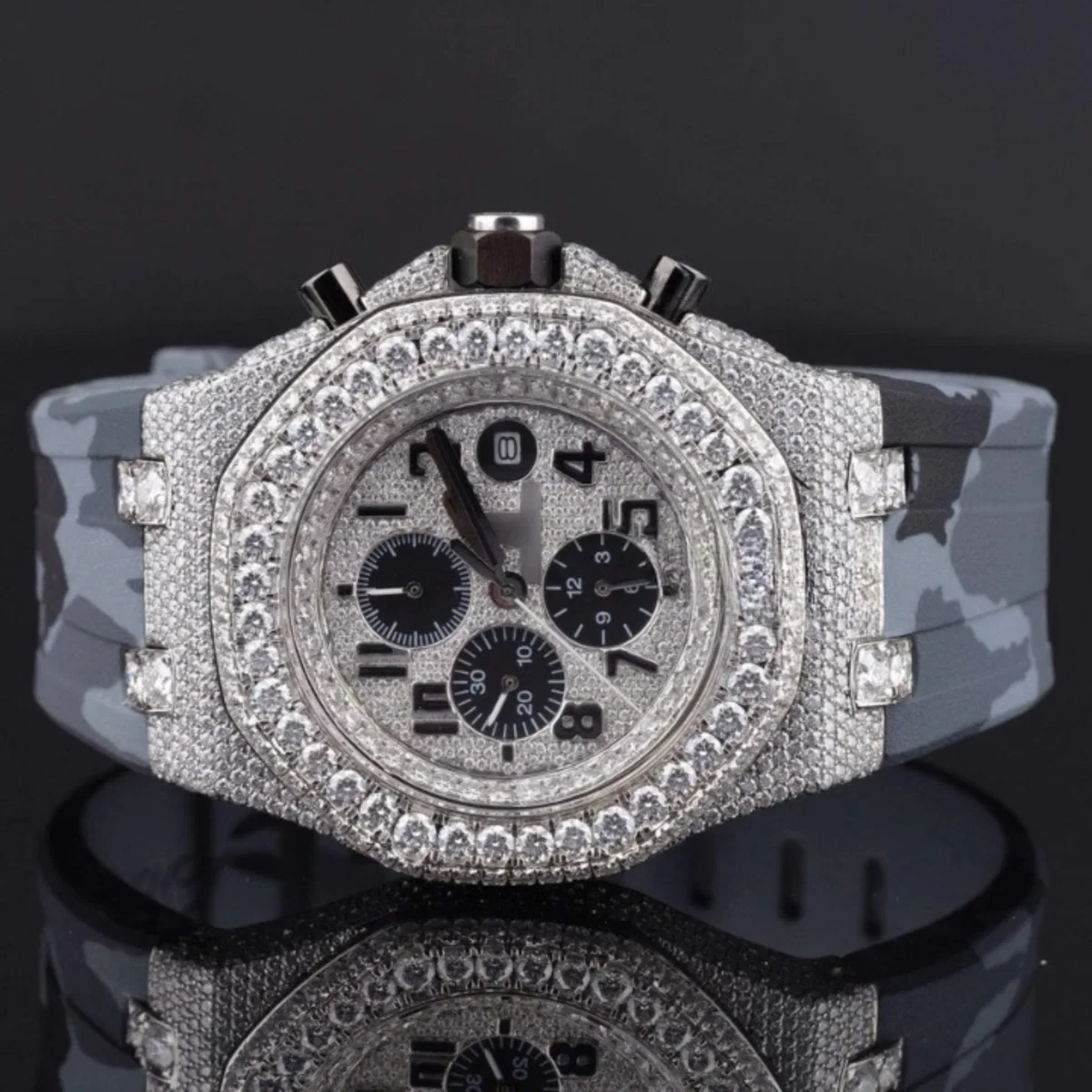 Automatic Moissanite Watch For Men With Sapphire Crystal Glass