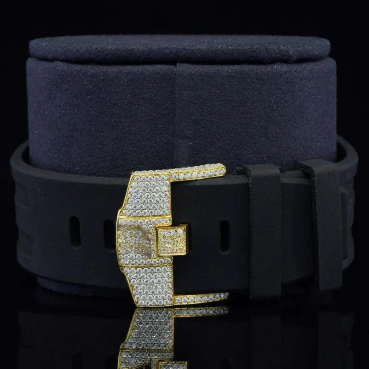 Iced Out With Rubber Belt Chronograph Wrist Automatic Moissanite Watch (view 5 of 5)