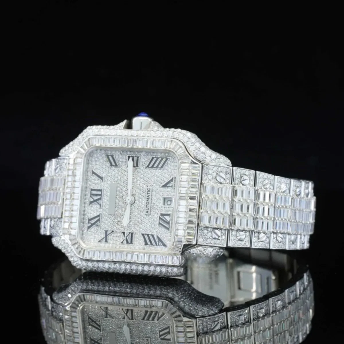 Iconic Roman Number Hip Hop Iced Out Moissanite Watch (view 3 of 4)