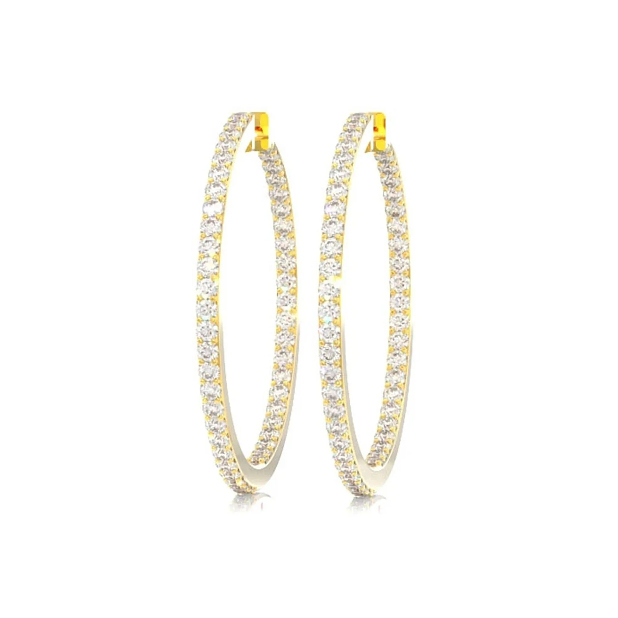 Large Inside-Out Diamond Hoop Earrings - in yellow gold