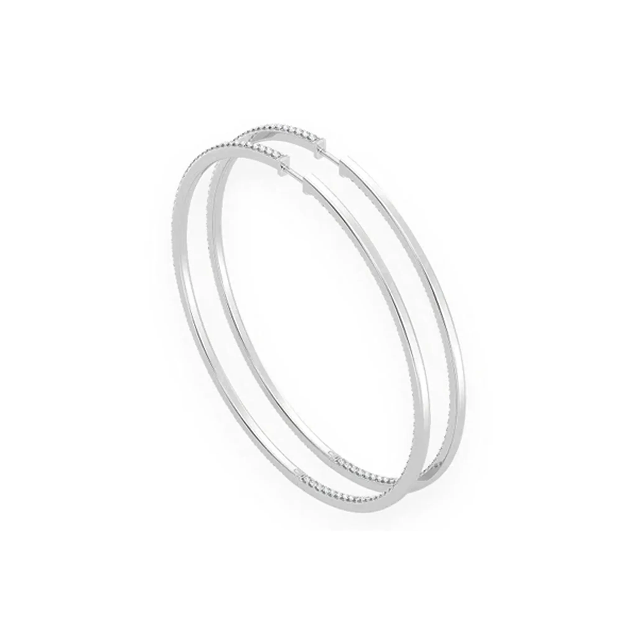 Large Inside-Out Diamond Hoop Earrings - in yellow gold (view 10 of 15)