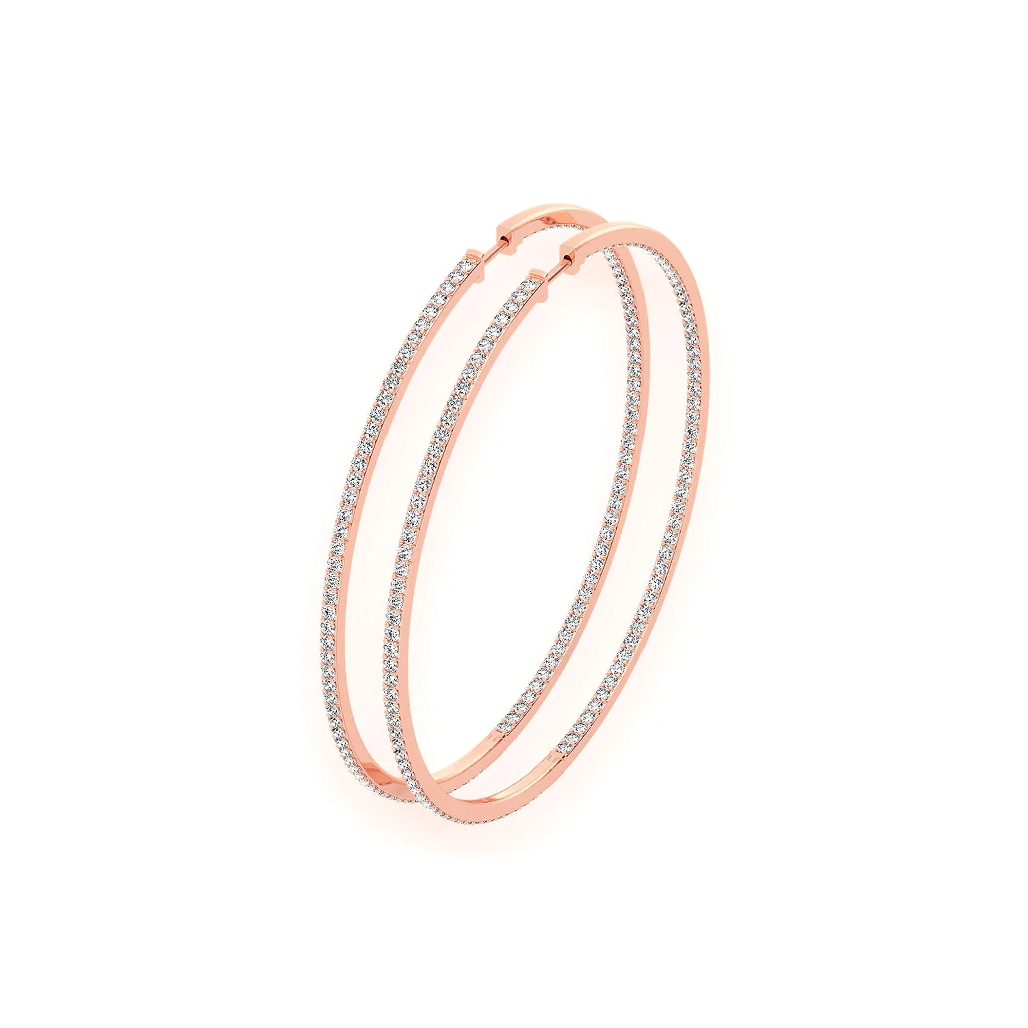 Large Inside-Out Diamond Hoop Earrings - in yellow gold (view 12 of 15)
