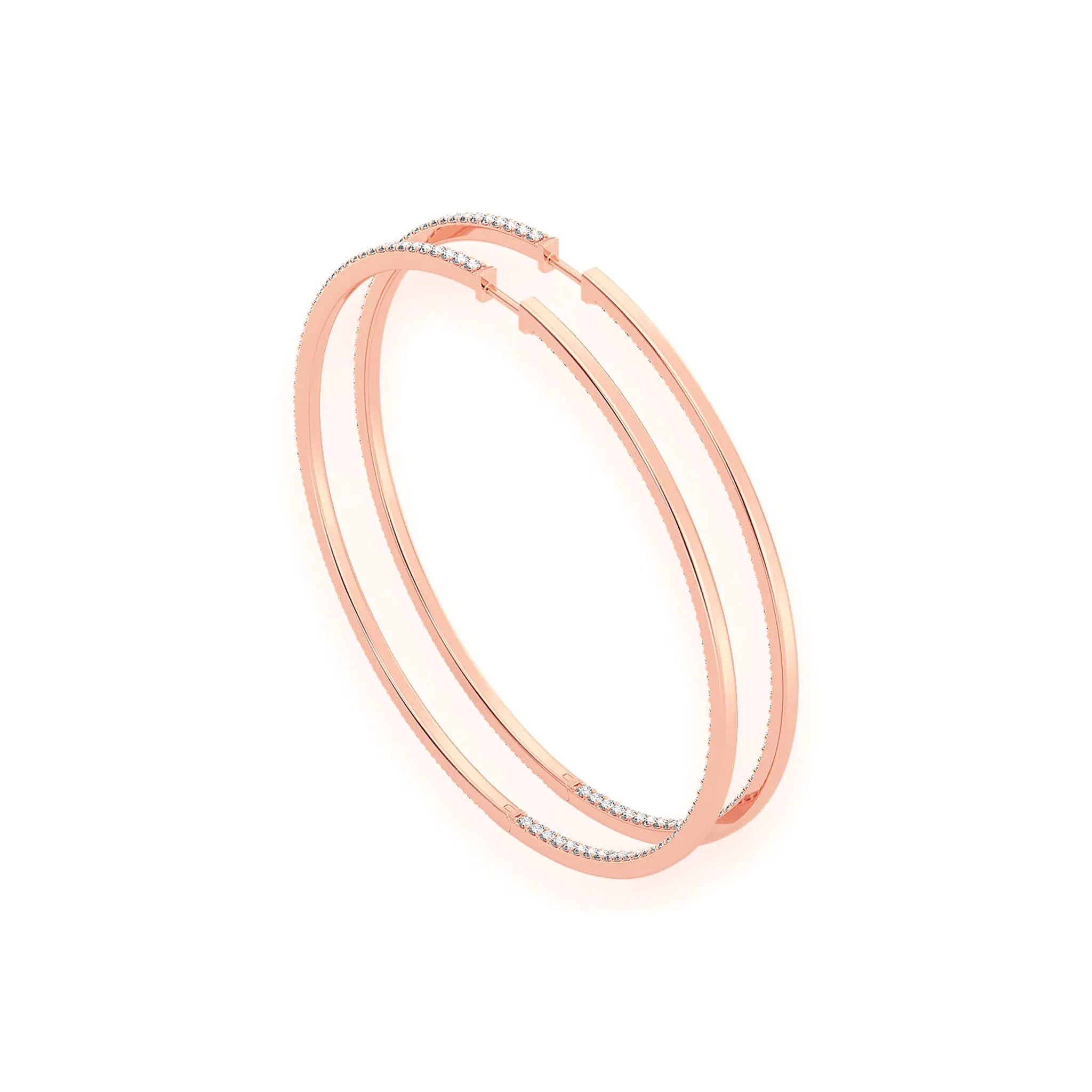 Large Inside-Out Diamond Hoop Earrings - in yellow gold (view 14 of 15)
