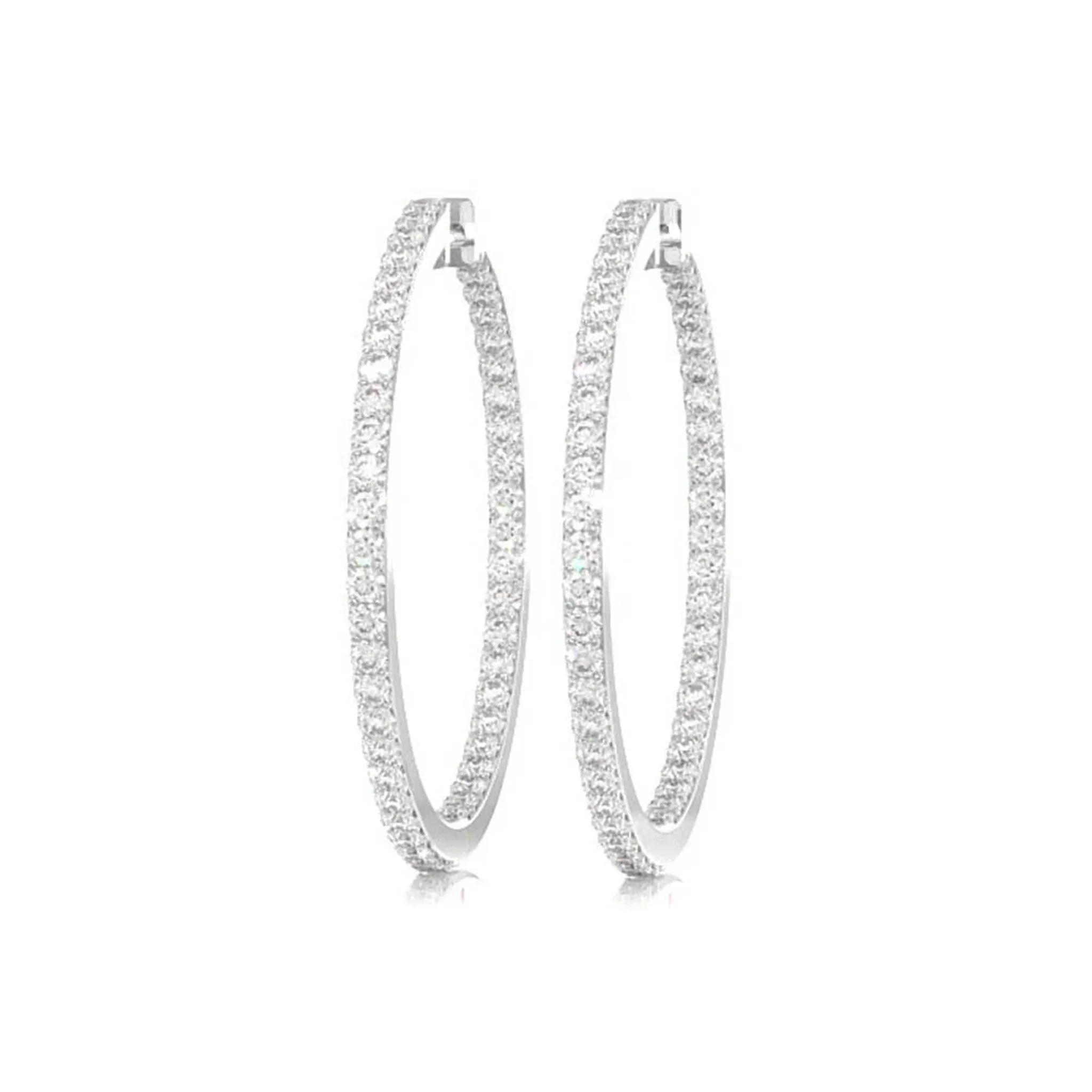 Large Inside-Out Diamond Hoop Earrings - in yellow gold (view 2 of 15)