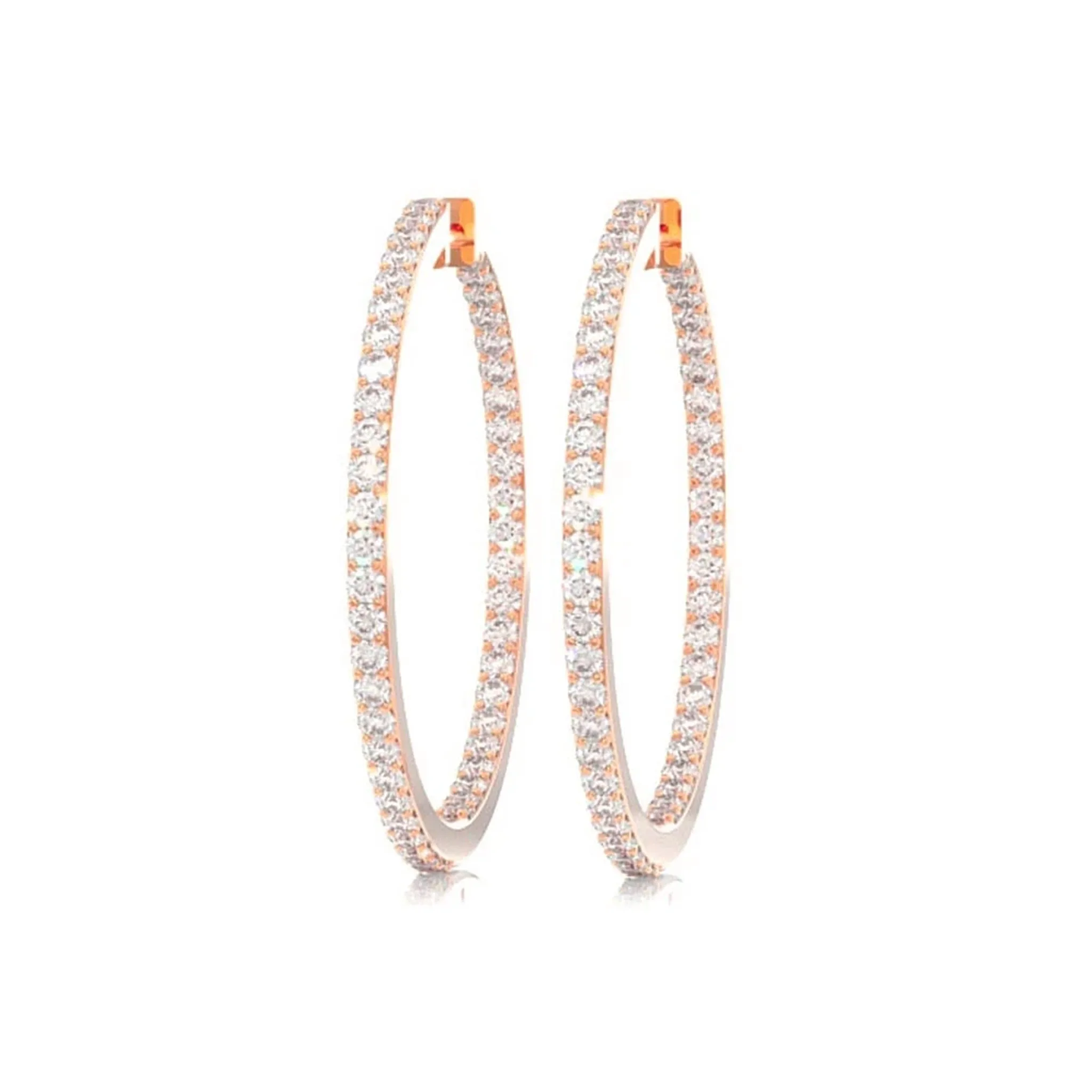 Large Inside-Out Diamond Hoop Earrings - in yellow gold (view 3 of 15)