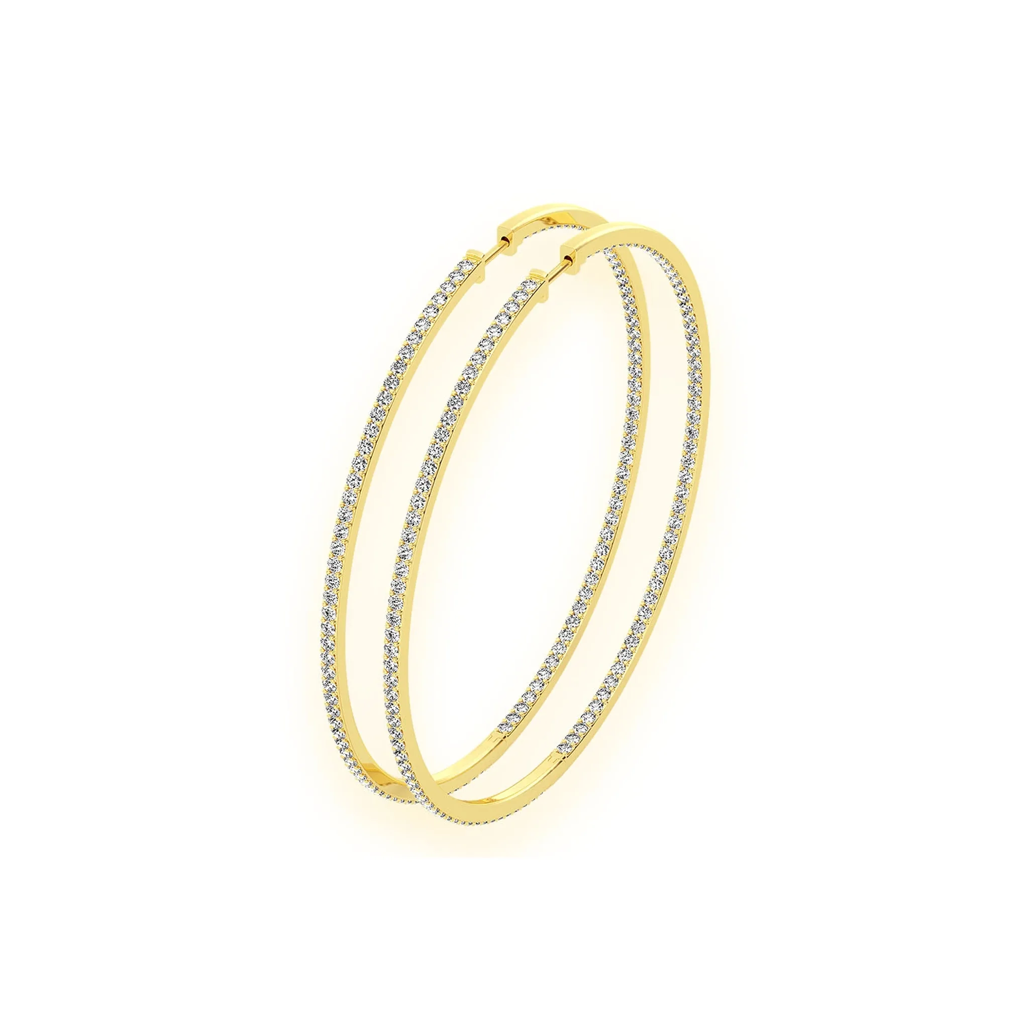 Large Inside-Out Diamond Hoop Earrings - in yellow gold (view 4 of 15)