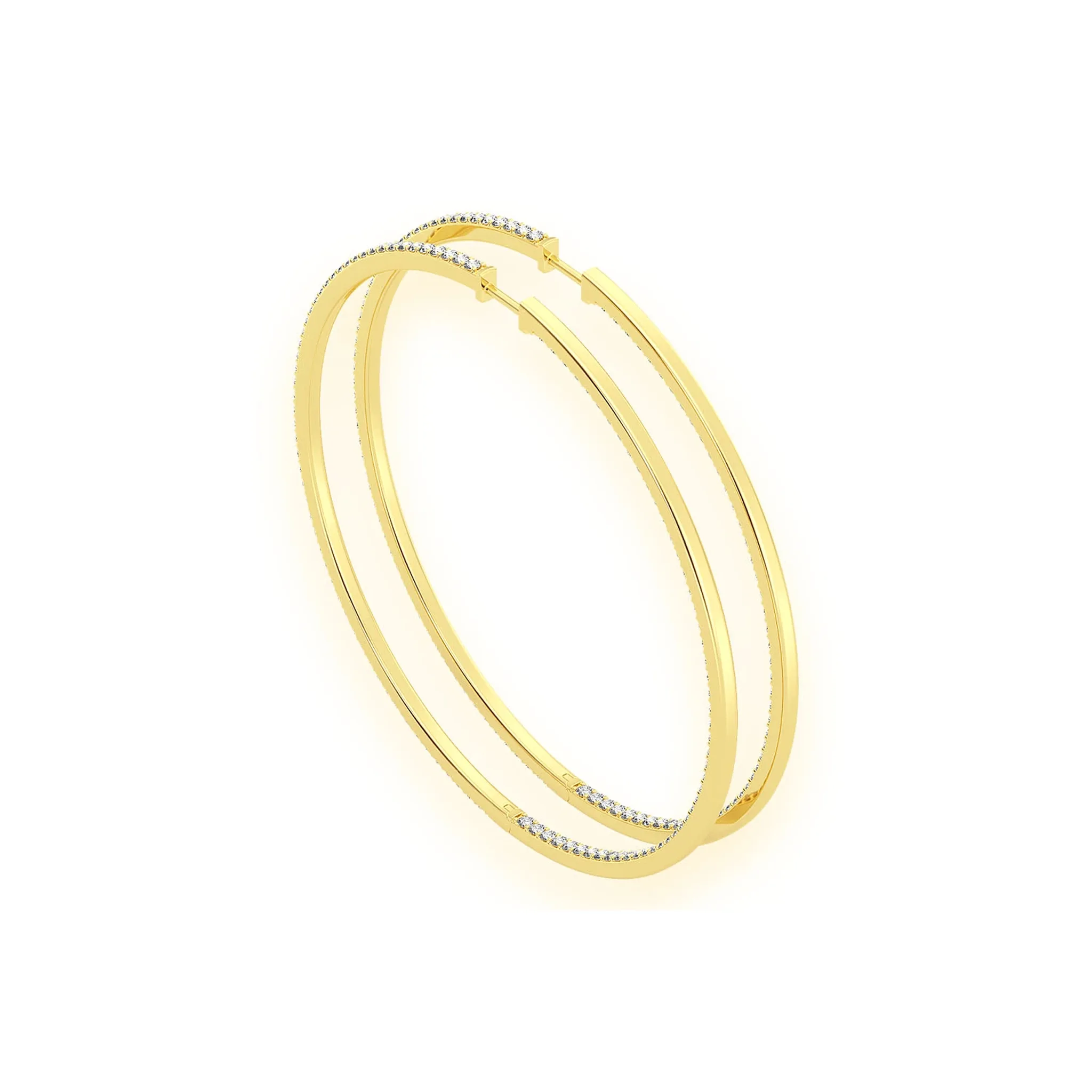 Large Inside-Out Diamond Hoop Earrings - in yellow gold (view 6 of 15)
