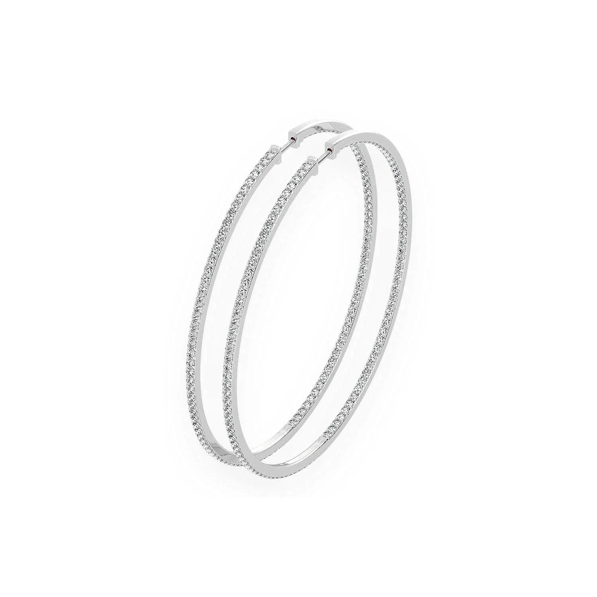 Large Inside-Out Diamond Hoop Earrings - in yellow gold (view 8 of 15)