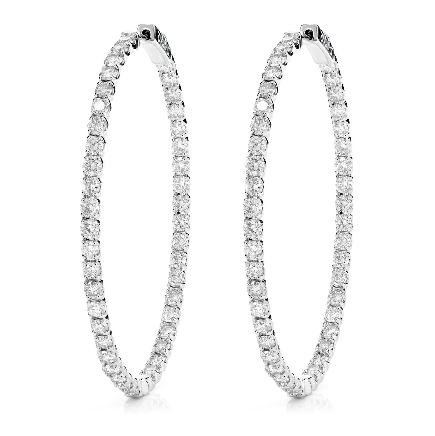 Inside-Out Oval Hoop Earrings - lab grown diamond in white gold