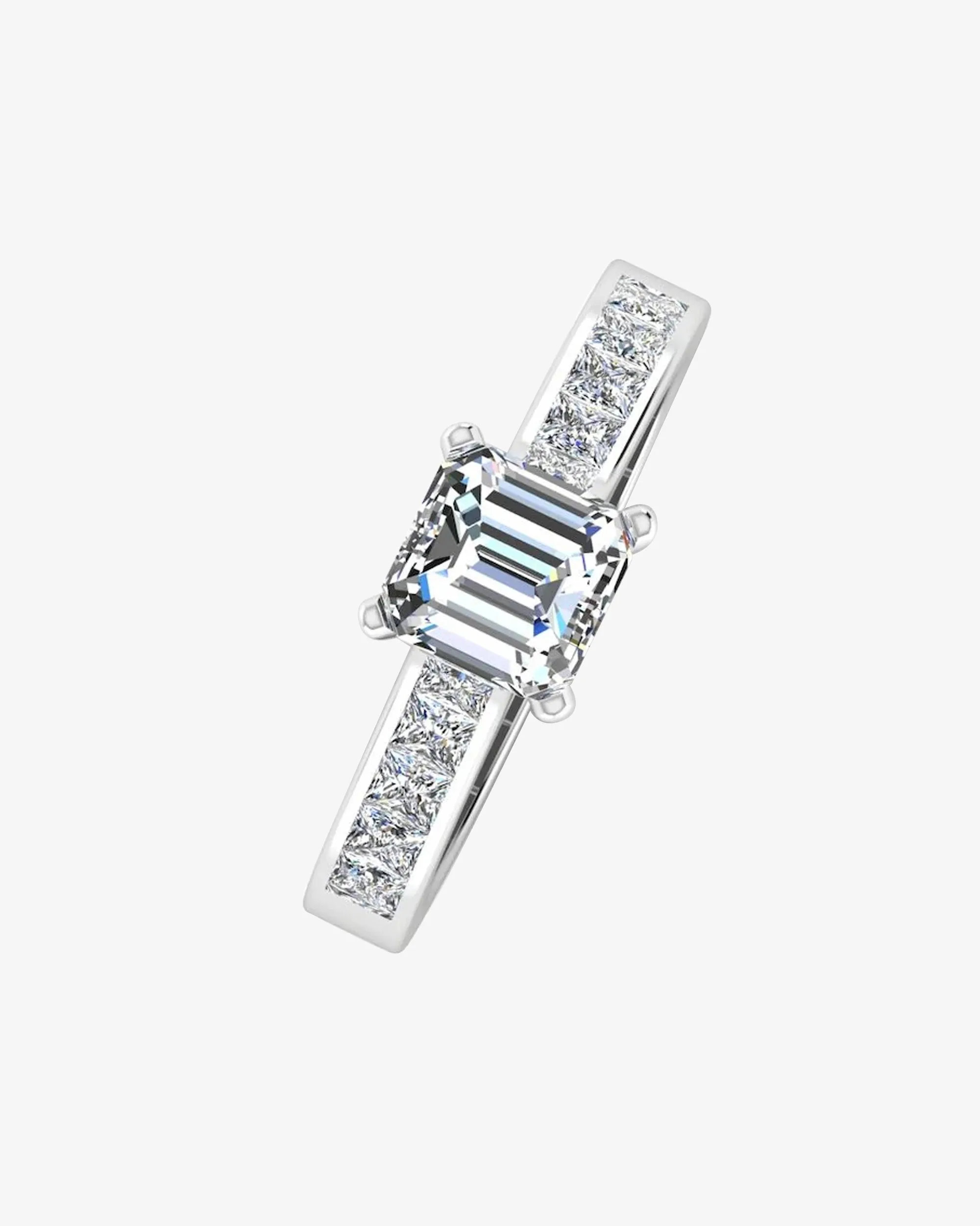 Invisible Set Asscher Cut Moissanite Engagement Ring - in 14k gold (view 4 of 8)