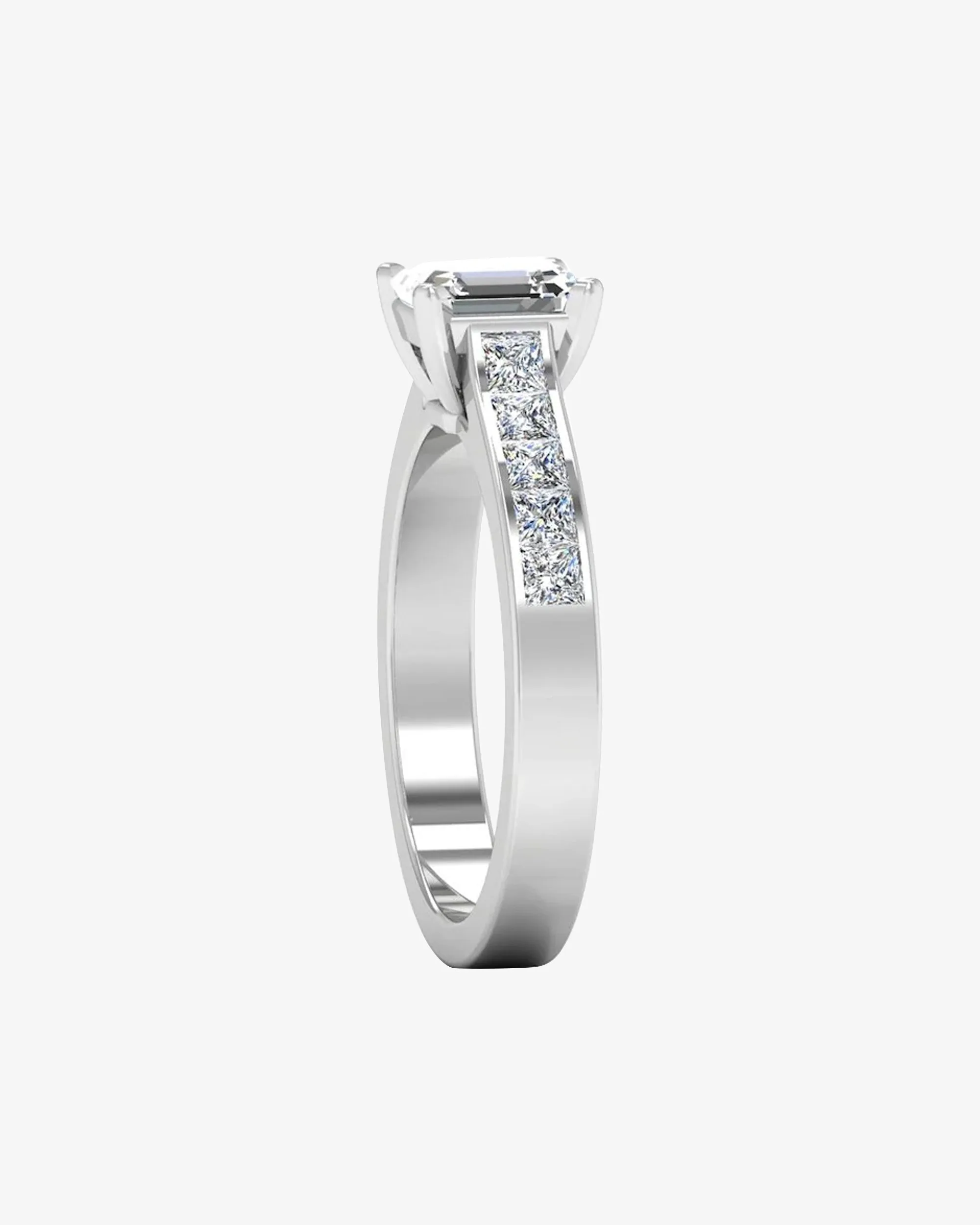 Invisible Set Asscher Cut Moissanite Engagement Ring - in 14k gold (view 5 of 8)