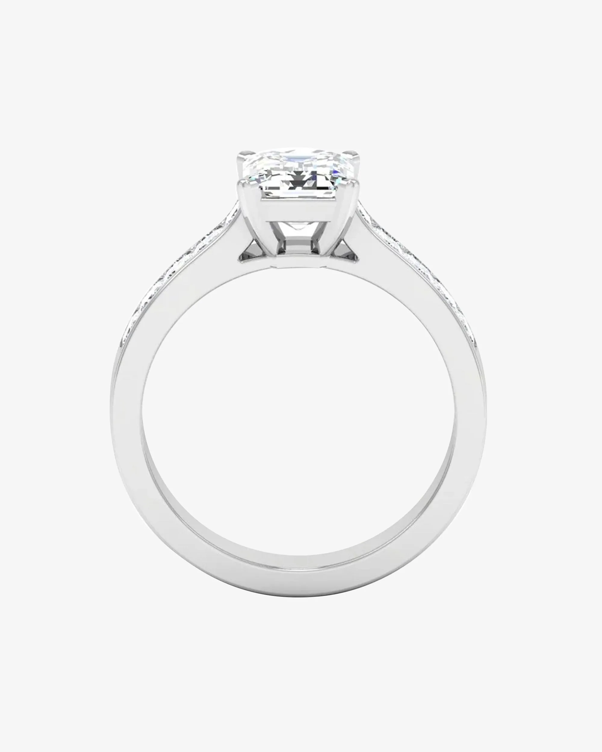 Invisible Set Asscher Cut Moissanite Engagement Ring - in 14k gold (view 6 of 8)