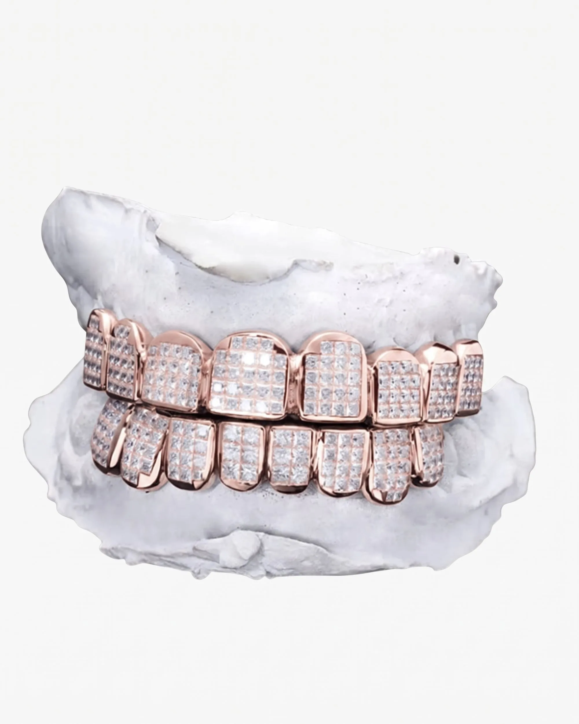 Invisible Set Princess Cut Moissanite Diamond Grillz - in white gold (view 6 of 15)