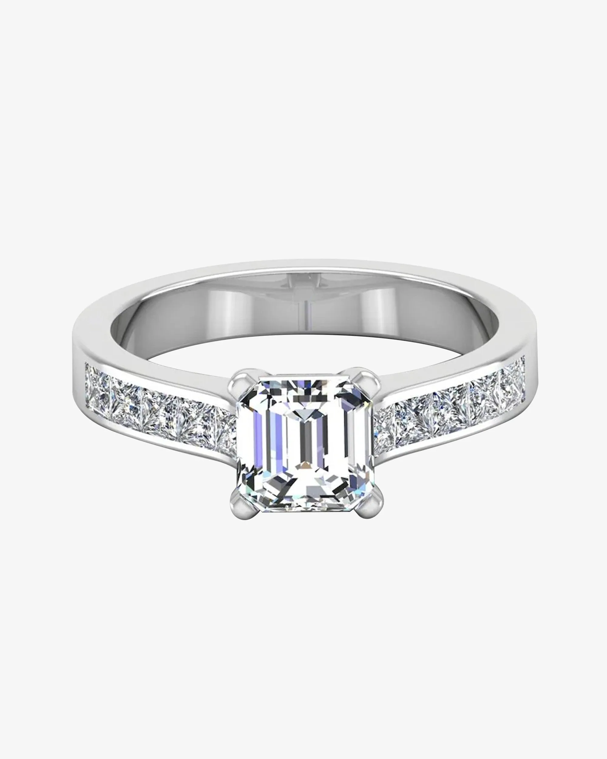 Invisible Set Radiant Cut Moissanite Engagement Ring - in 14k gold (view 2 of 8)