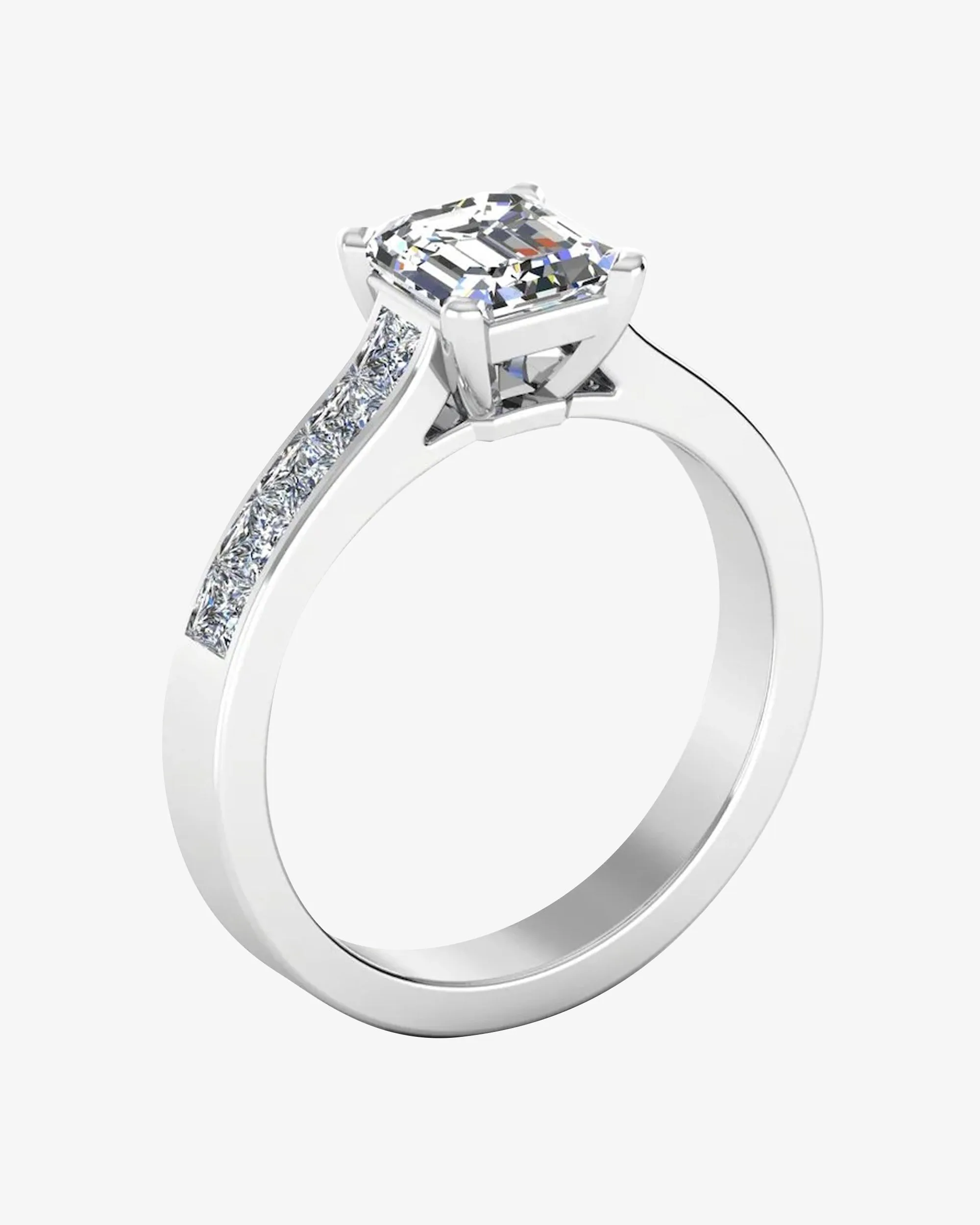 Invisible Set Radiant Cut Moissanite Engagement Ring - in 14k gold (view 3 of 8)