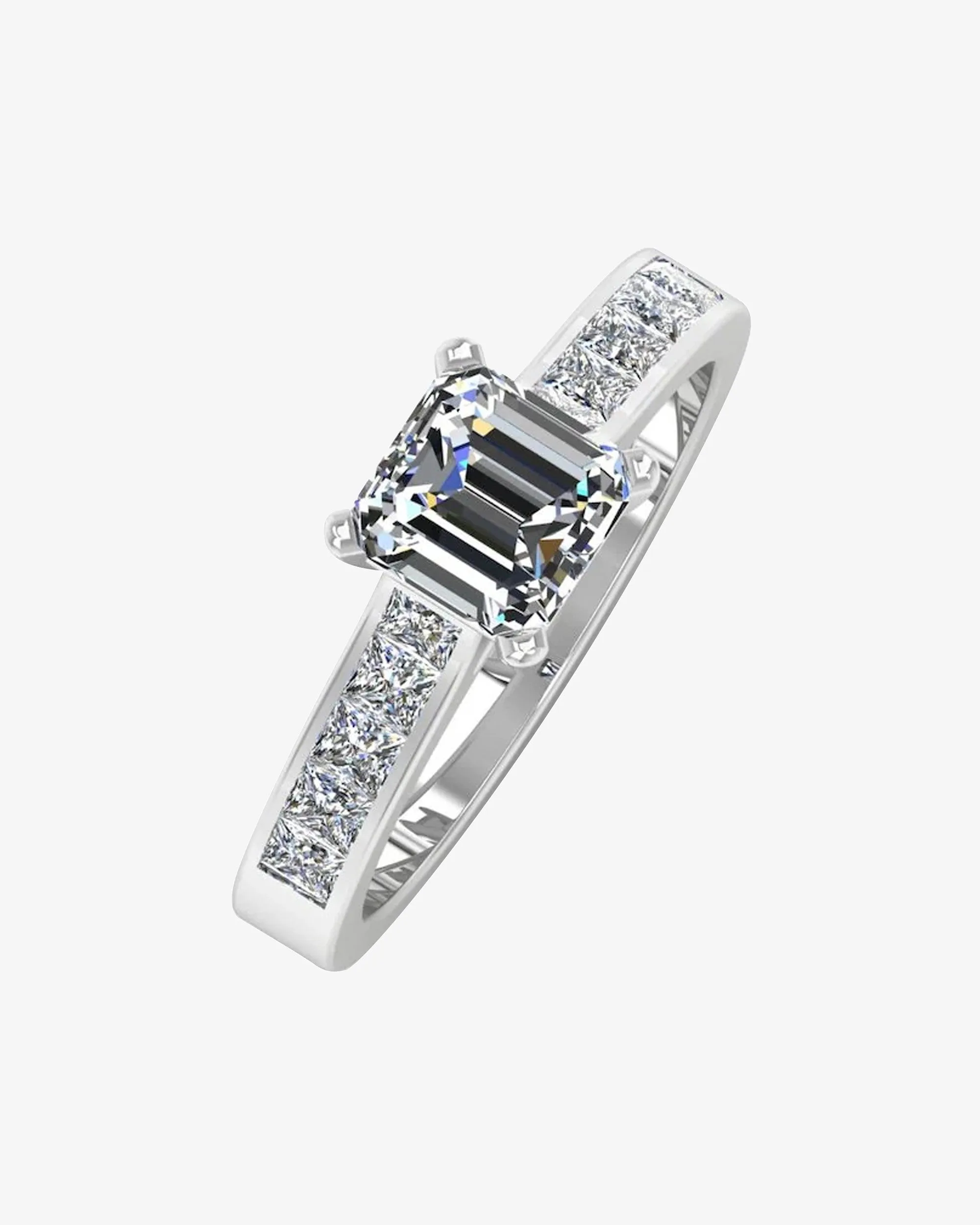 Invisible Set Radiant Cut Moissanite Engagement Ring - in 14k gold (view 4 of 8)