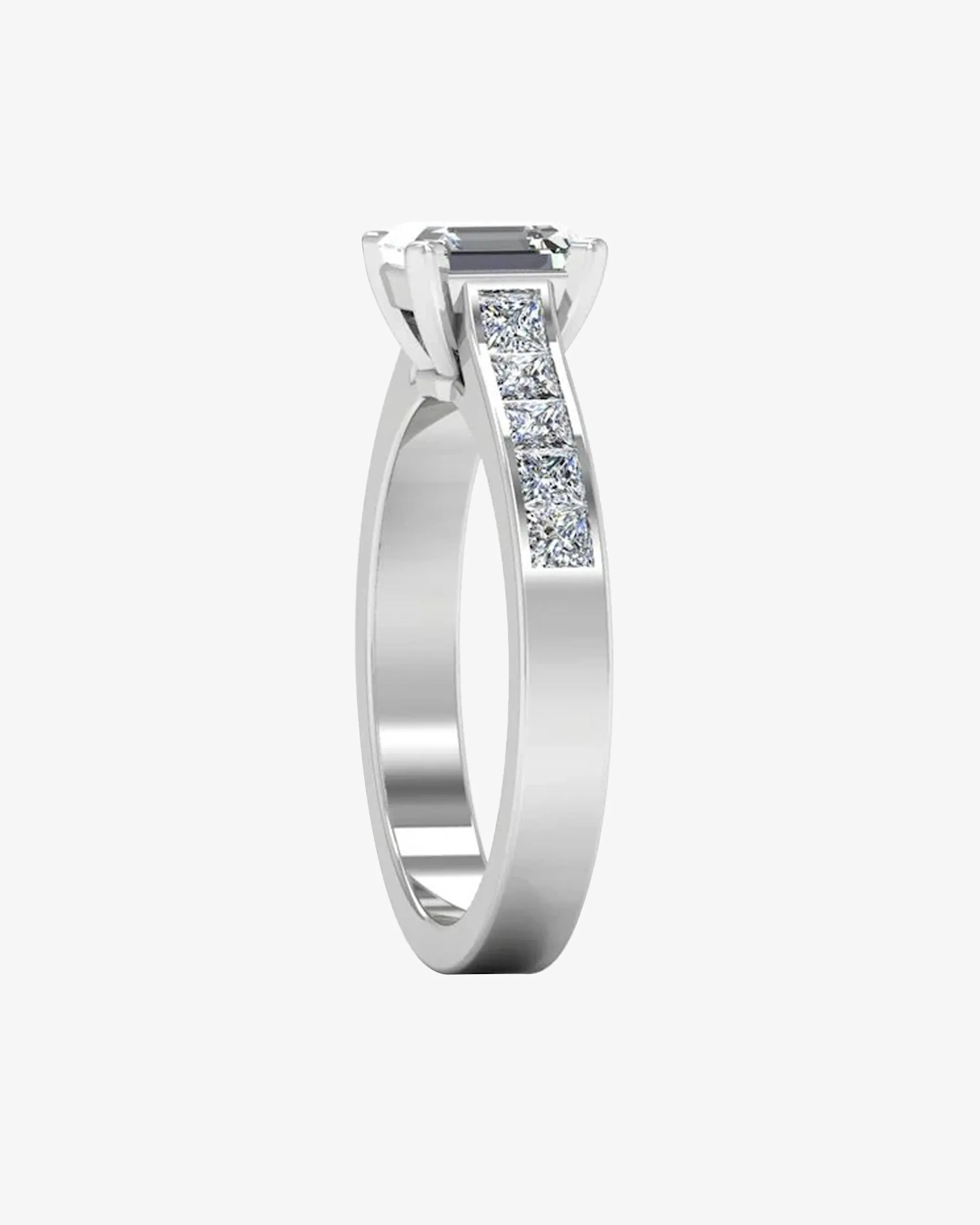 Invisible Set Radiant Cut Moissanite Engagement Ring - in 14k gold (view 5 of 8)