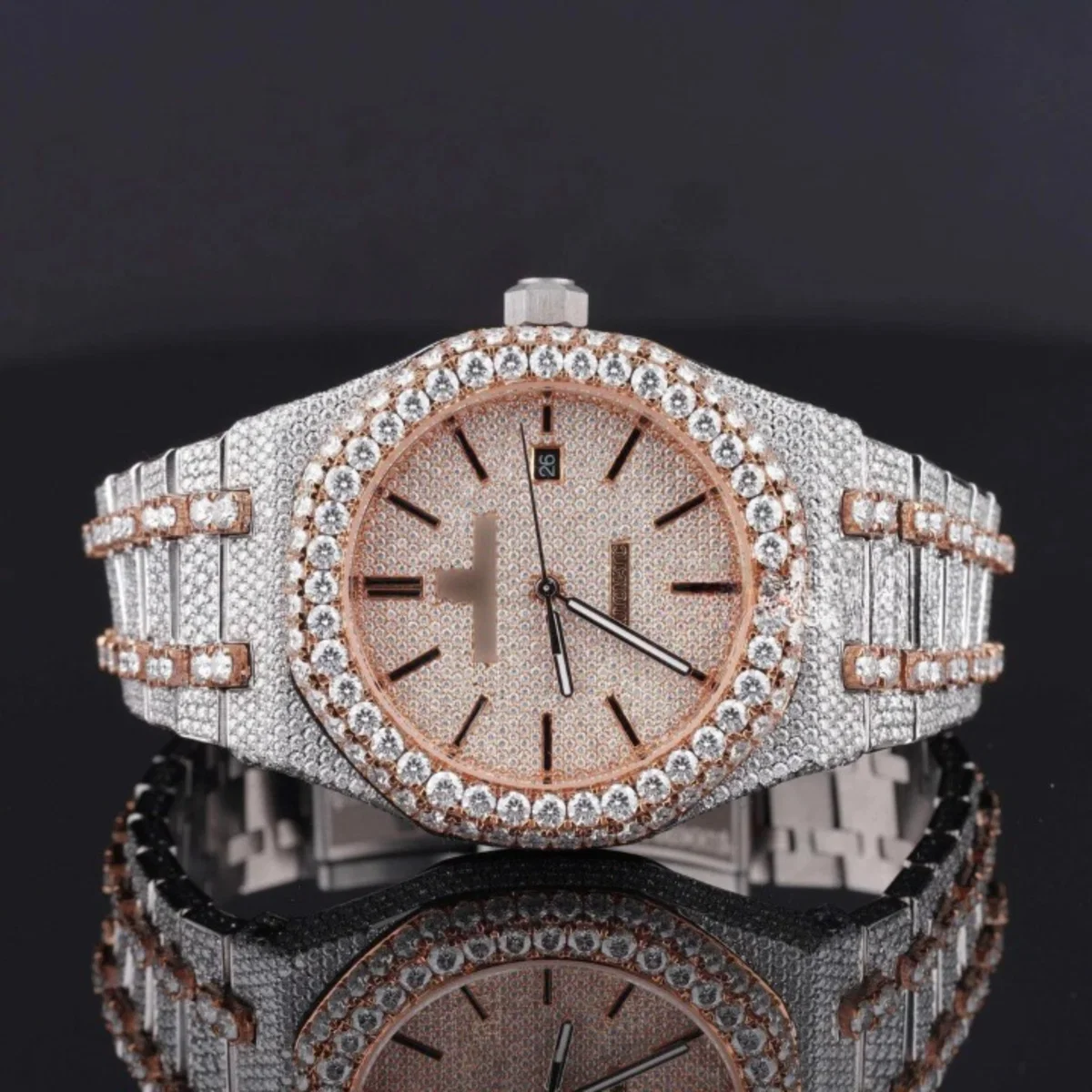 Japan Automatic Fabulous Iced Out Analog Moissanite Watch (view 2 of 7)