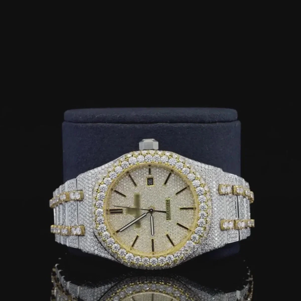 Japan Automatic Fabulous Iced Out Analog Moissanite Watch (view 4 of 7)