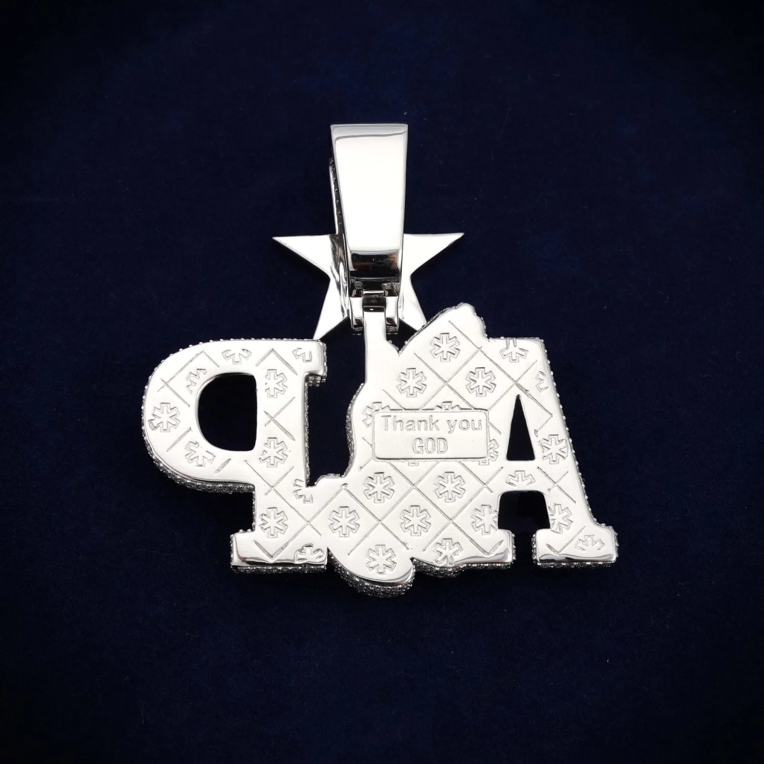 "AP Praying Hands" Custom Moissanite Logo Pendant 14K Gold (view 2 of 3)
