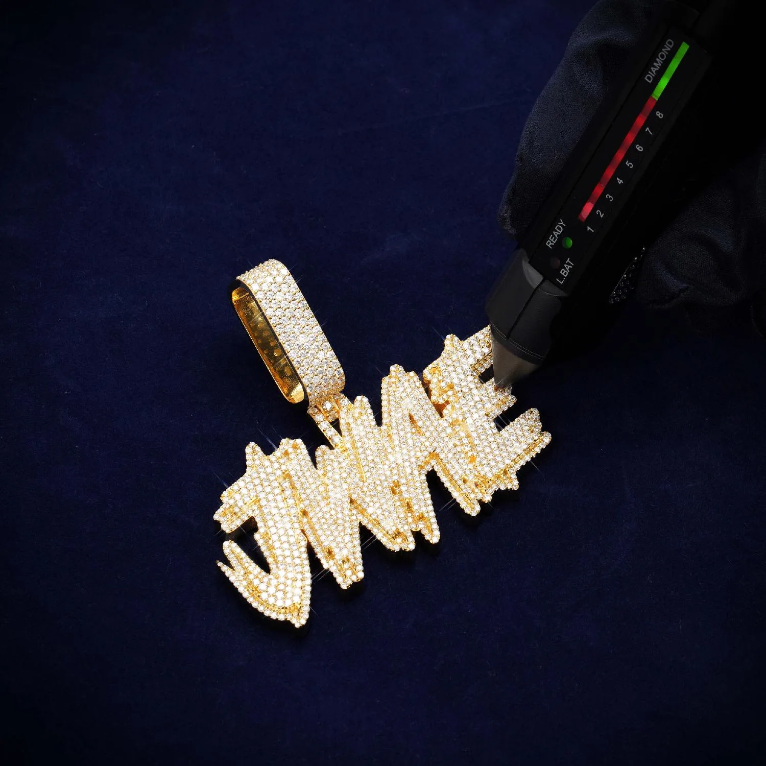 "JWAE" Custom Moissanite Name Pendant 14K Gold (view 4 of 4)