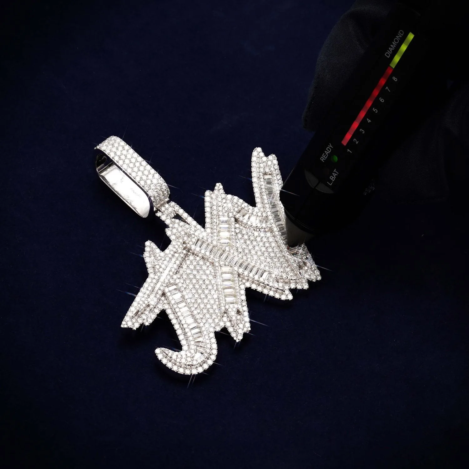 "JXY" Custom Moissanite Name Pendant 14K Gold (view 3 of 3)