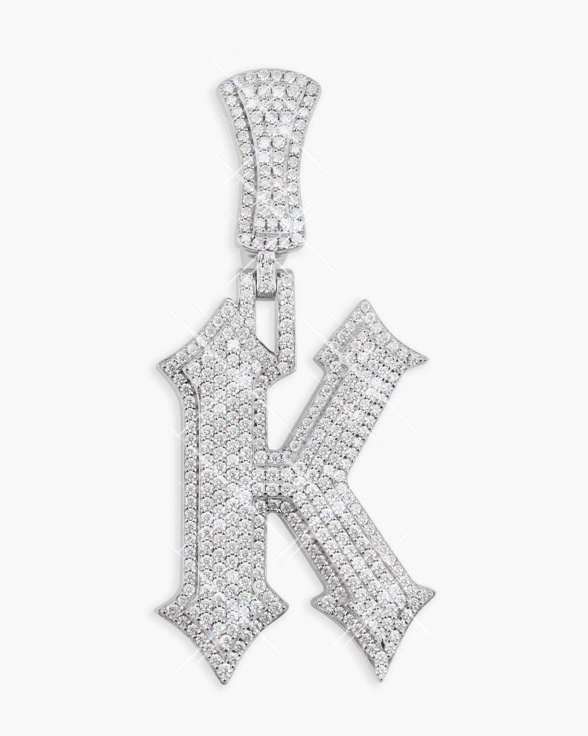 Moissanite "K" Letter Pendant 14K Gold